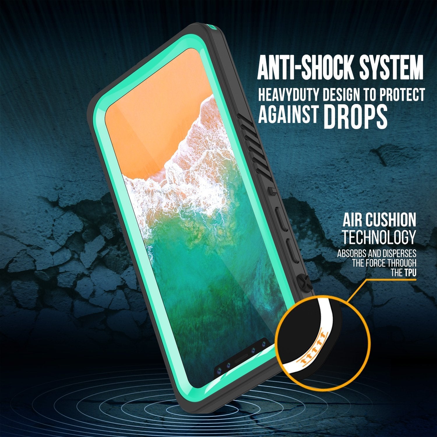 iPhone XS Max Waterproof Case, Punkcase [Extreme Series] Armor Cover W/ Built In Screen Protector [Teal] - PunkCase NZ
