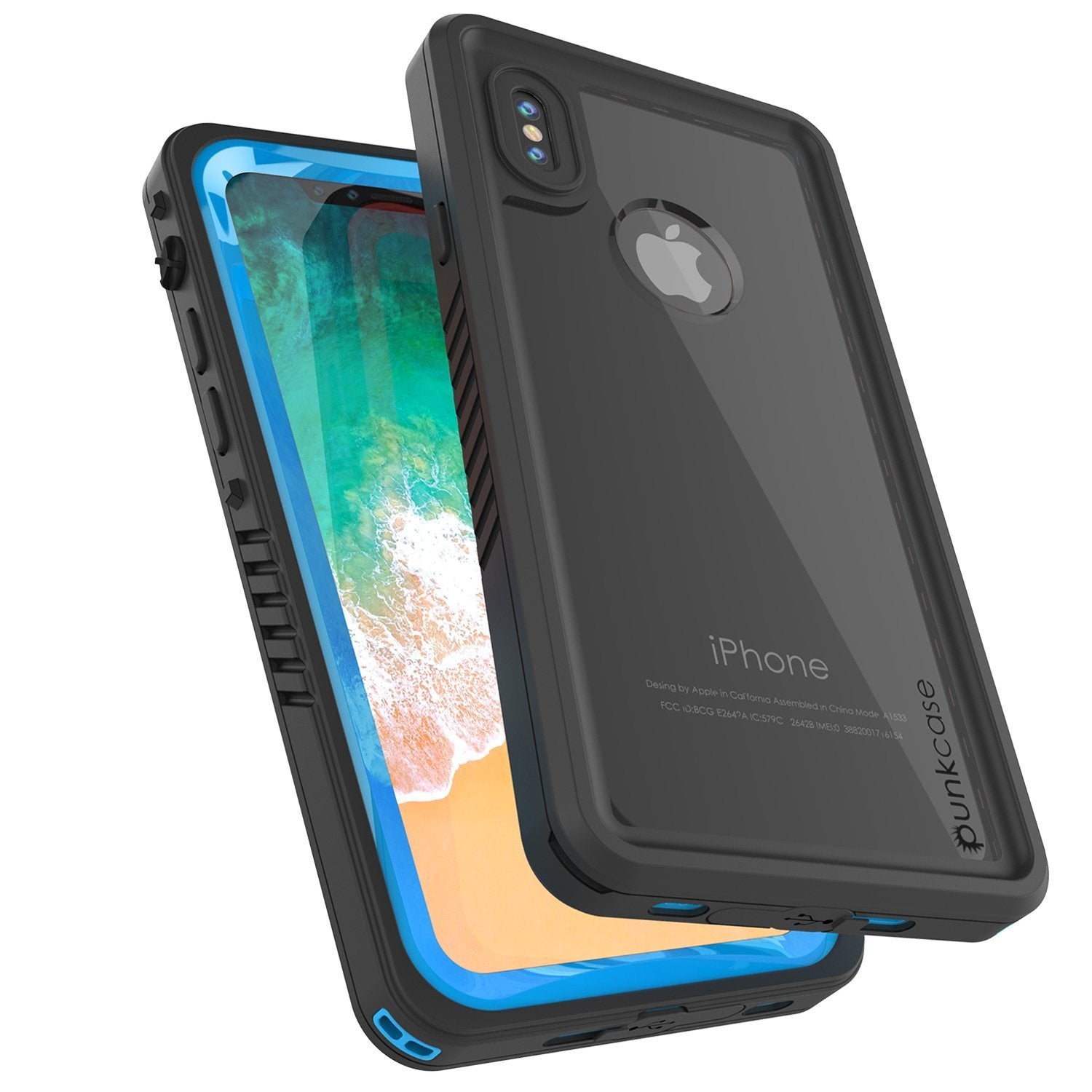 iPhone XS Max Waterproof Case, Punkcase [Extreme Series] Armor Cover W/ Built In Screen Protector [Light Blue] - PunkCase NZ