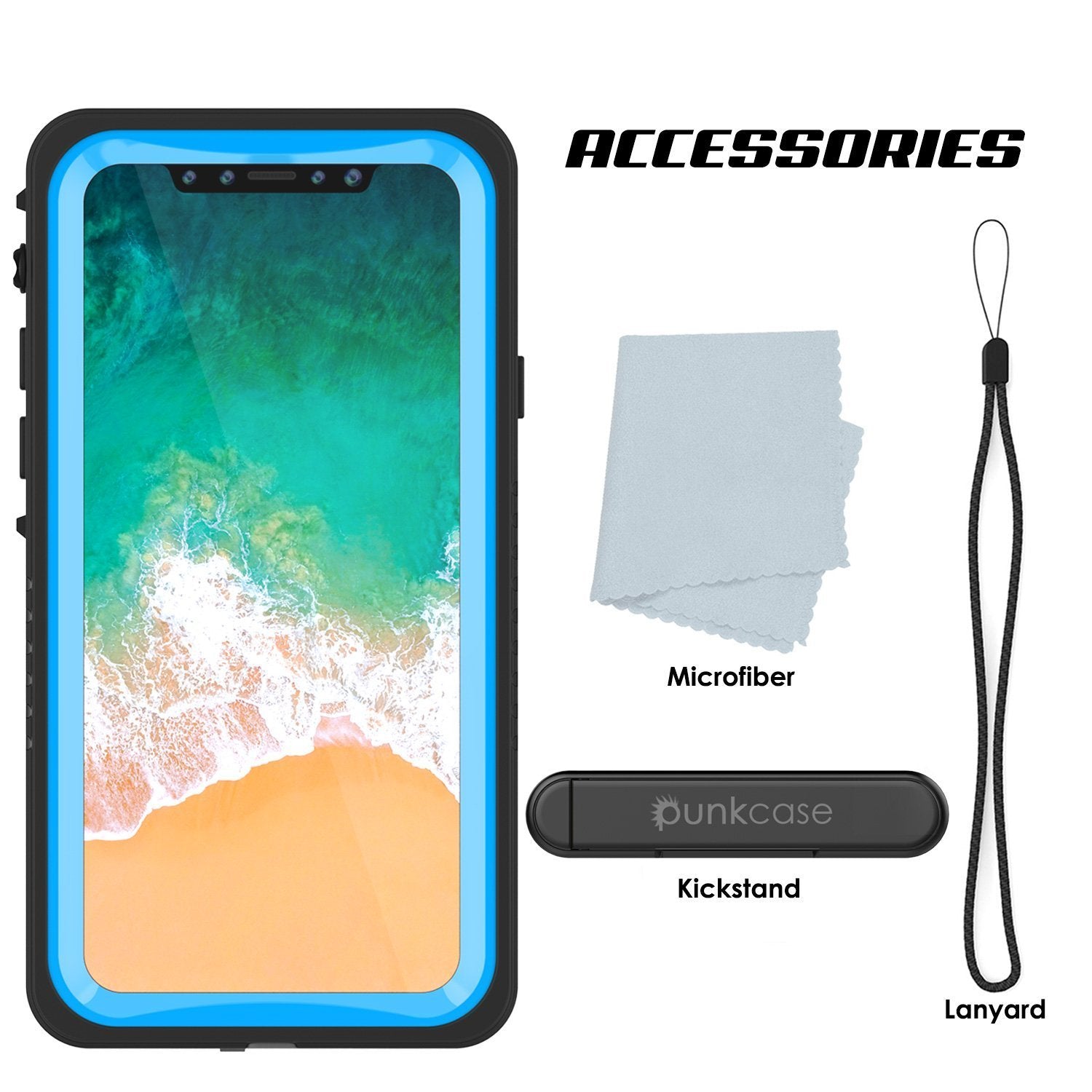 iPhone XS Max Waterproof Case, Punkcase [Extreme Series] Armor Cover W/ Built In Screen Protector [Light Blue] - PunkCase NZ