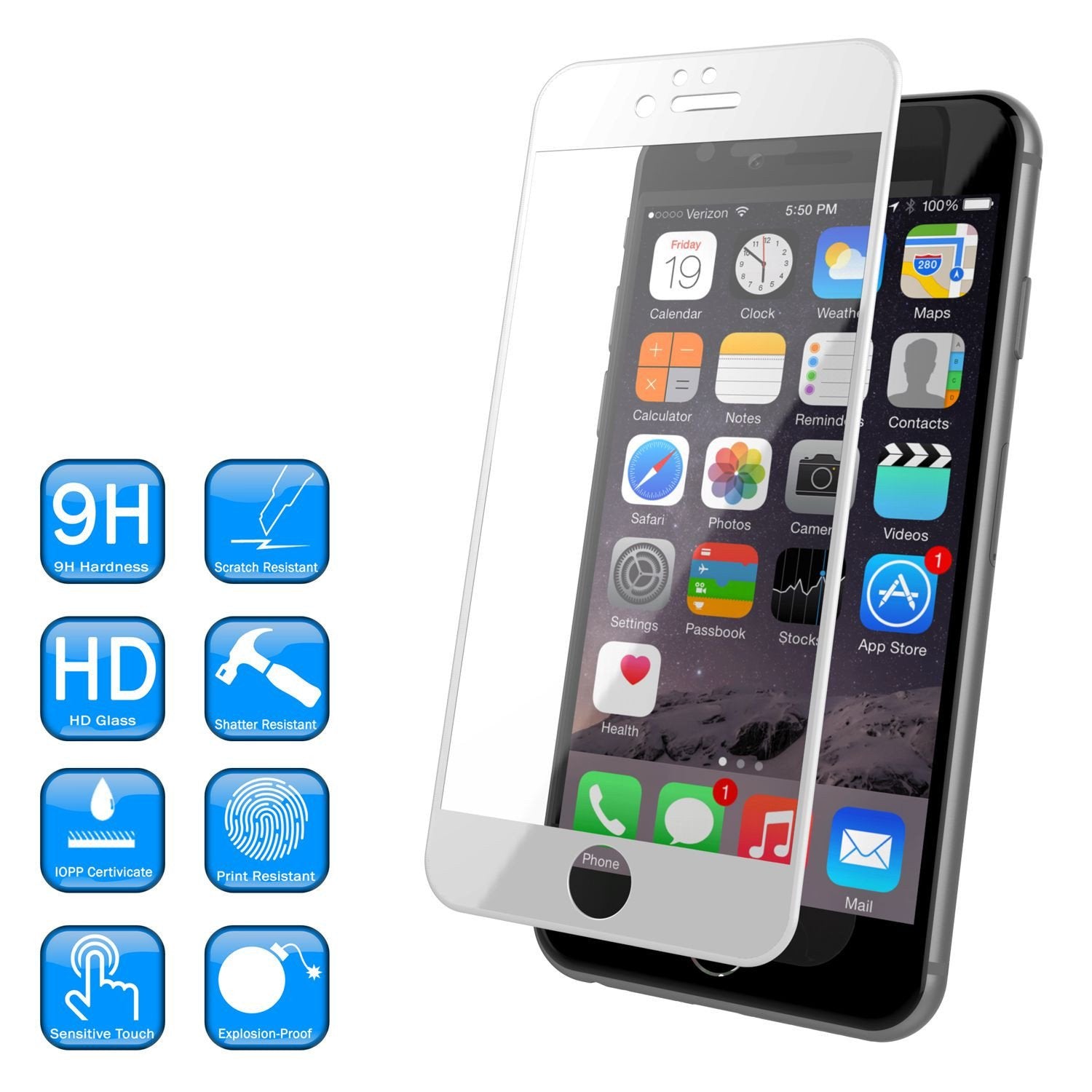 iPhone 6+/6s+ Plus White Screen Protector, Punkcase SHIELD Tempered Glass Protector 0.33mm Thick 9H - PunkCase NZ