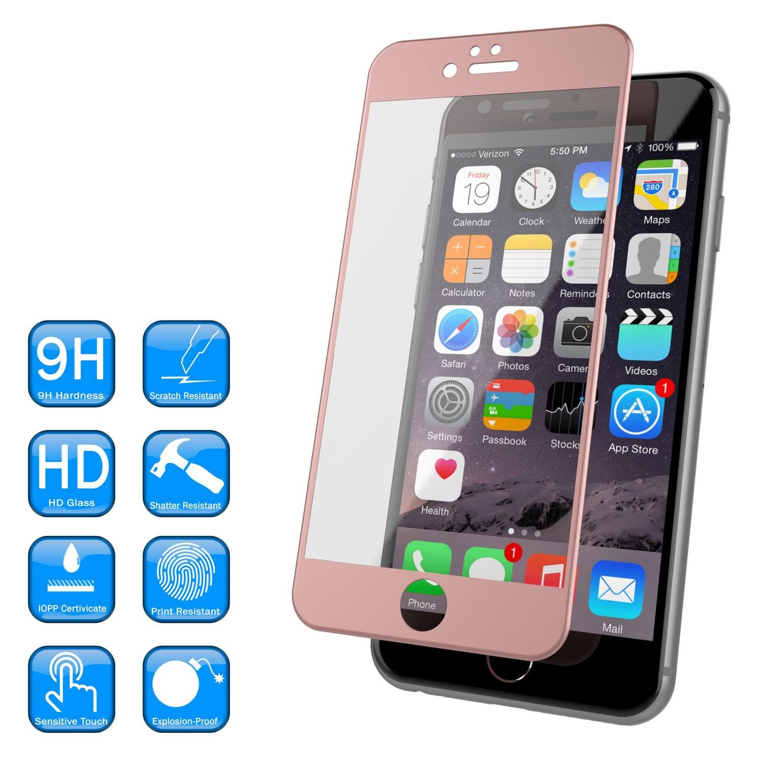 iPhone 6+/6s+ Plus Rose Gold Screen Protector, Punkcase SHIELD Tempered Glass 0.33mm Thick 9H - PunkCase NZ