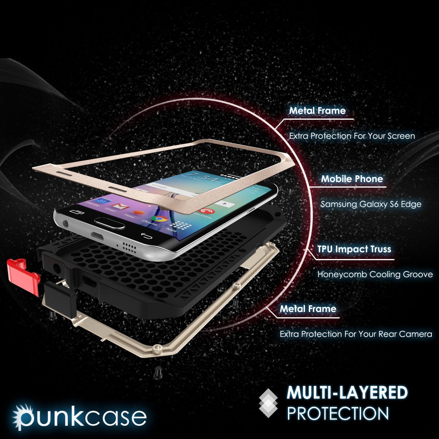 Galaxy S6 EDGE+ Plus  Case, PUNKcase Metallic Gold Shockproof  Slim Metal Armor Case - PunkCase NZ