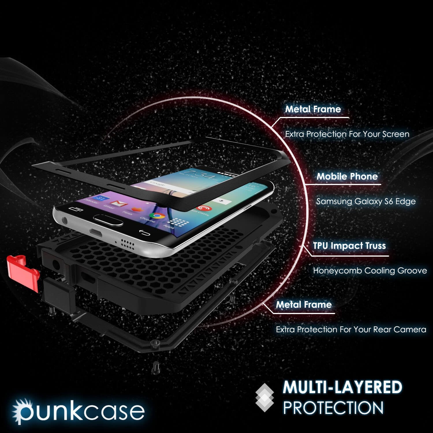 Galaxy S6 EDGE Case, PUNKcase Metallic Black Shockproof  Slim Metal Armor Case - PunkCase NZ