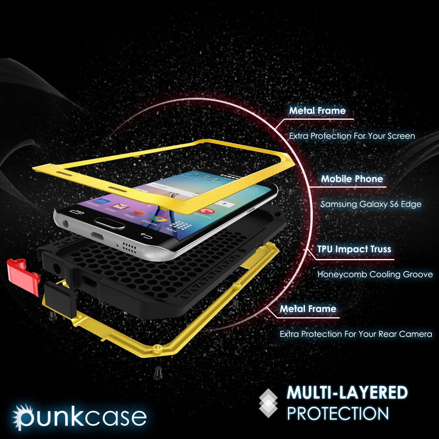 Galaxy S6 EDGE+ Plus  Case, PUNKcase Metallic Neon Shockproof  Slim Metal Armor Case - PunkCase NZ