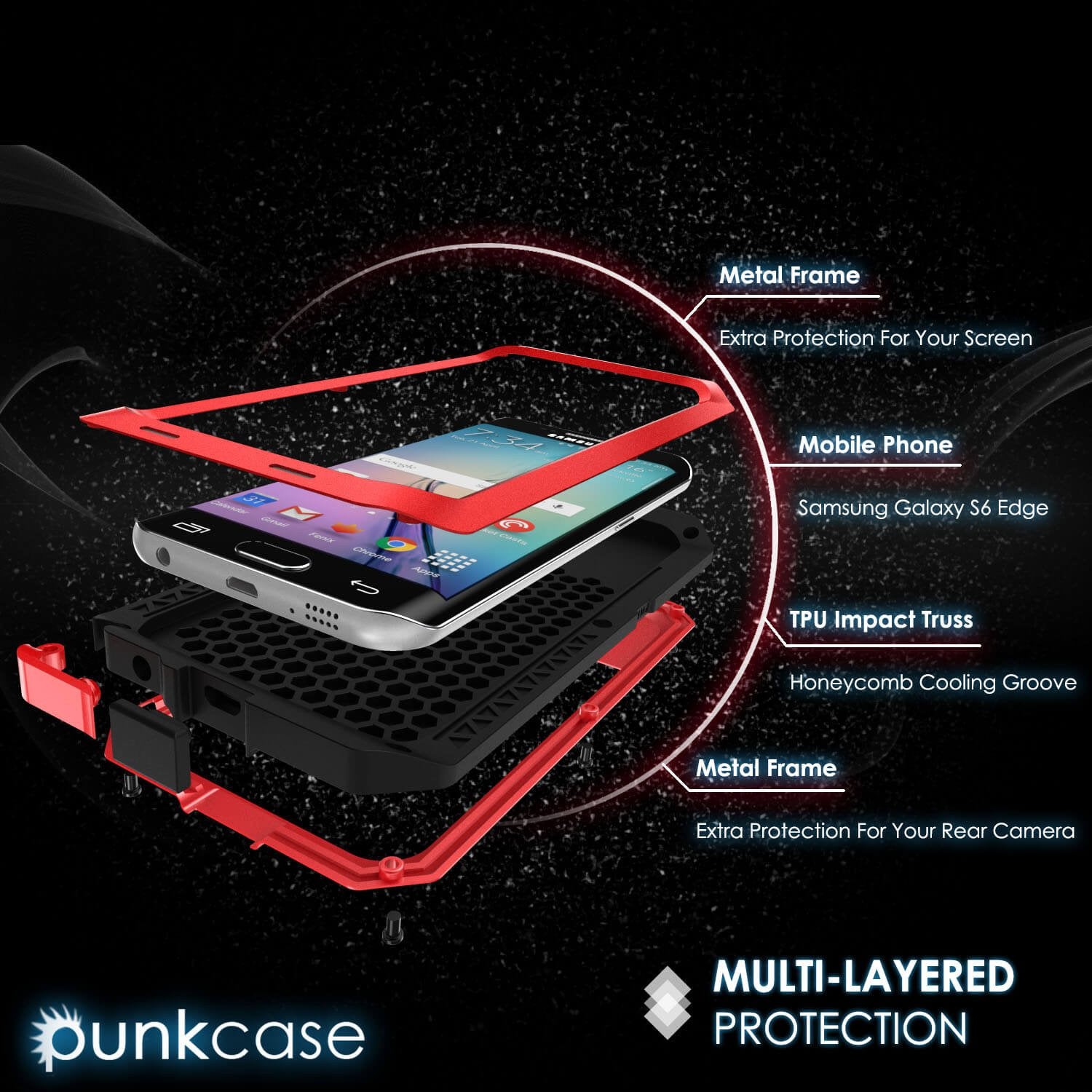 Galaxy S6 EDGE  Case, PUNKcase Metallic Red Shockproof  Slim Metal - PunkCase NZ