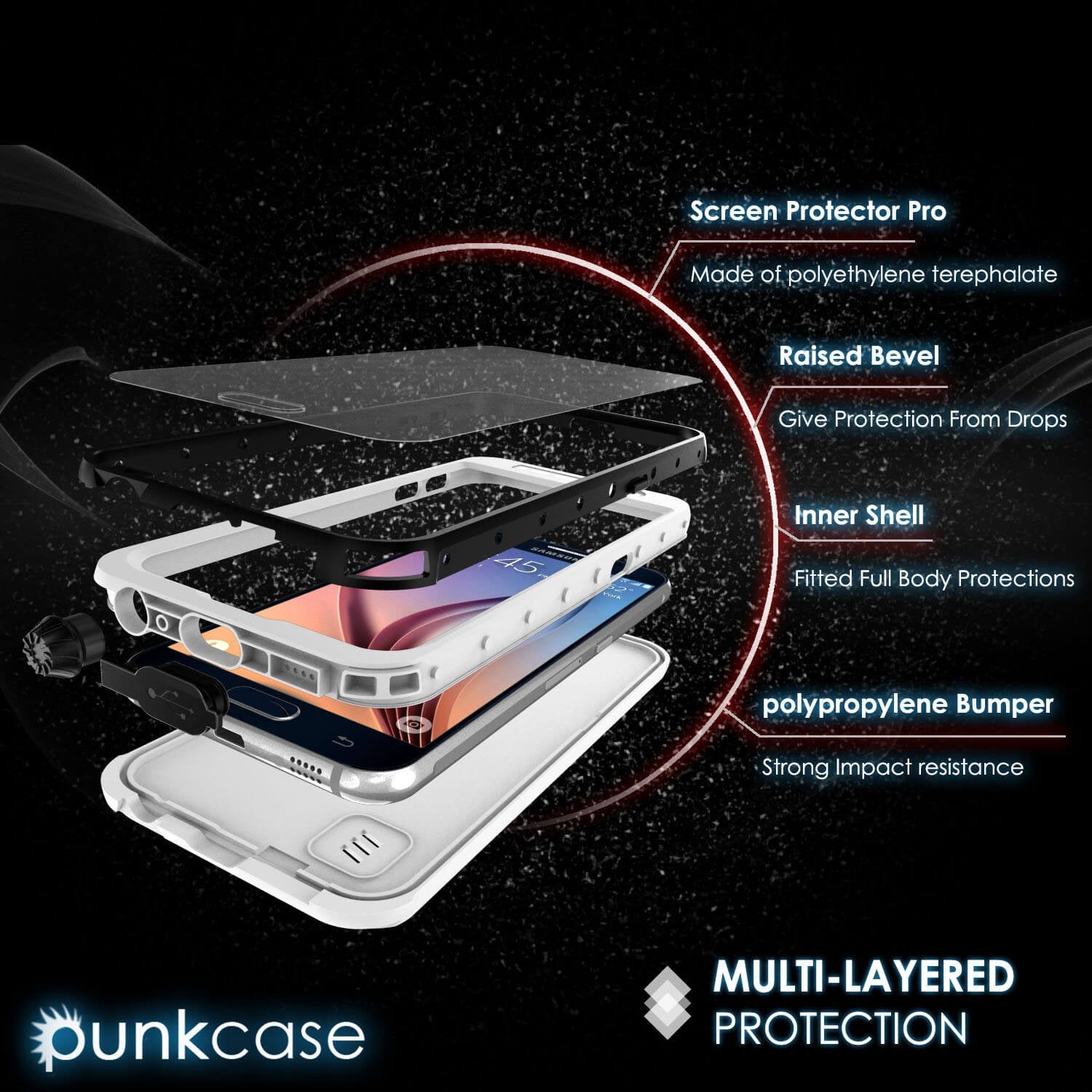 Galaxy S6 Waterproof Case, Punkcase StudStar White Thin 6.6ft Underwater IP68 Shock/Dirt/Snow Proof - PunkCase NZ