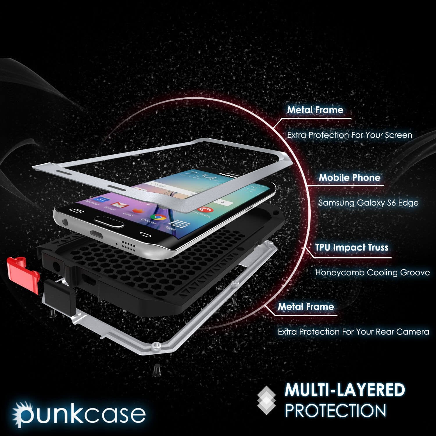 Galaxy S6 EDGE  Case, PUNKcase Metallic Silver Shockproof  Slim Metal Armor Case - PunkCase NZ