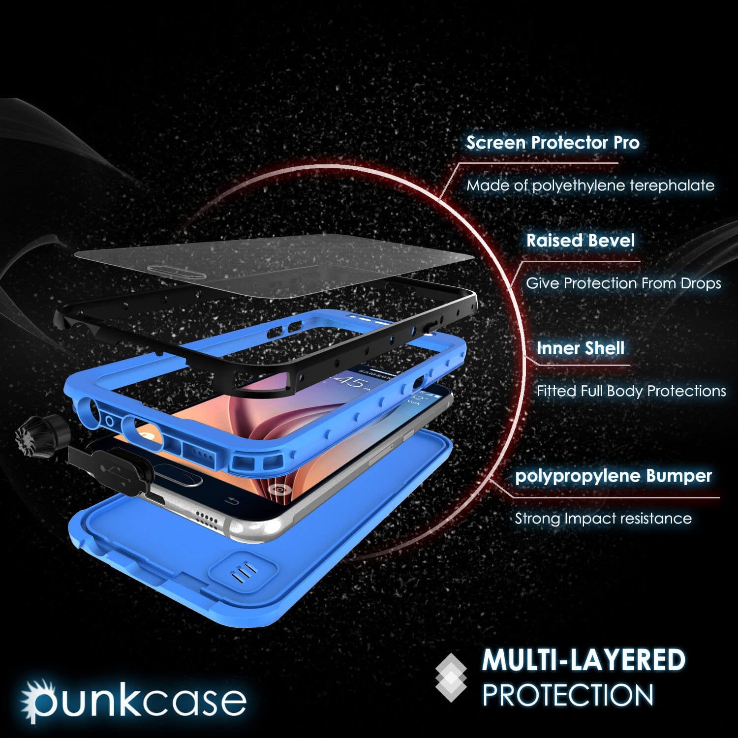 Galaxy S6 Waterproof Case PunkCase StudStar Light Blue Thin 6.6ft Underwater IP68 Shock/Dirt Proof - PunkCase NZ