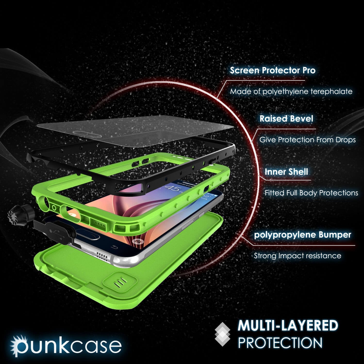 Galaxy S6 Waterproof Case PunkCase StudStar Light Green Thin 6.6ft Underwater IP68 Shock/Dirt Proof - PunkCase NZ