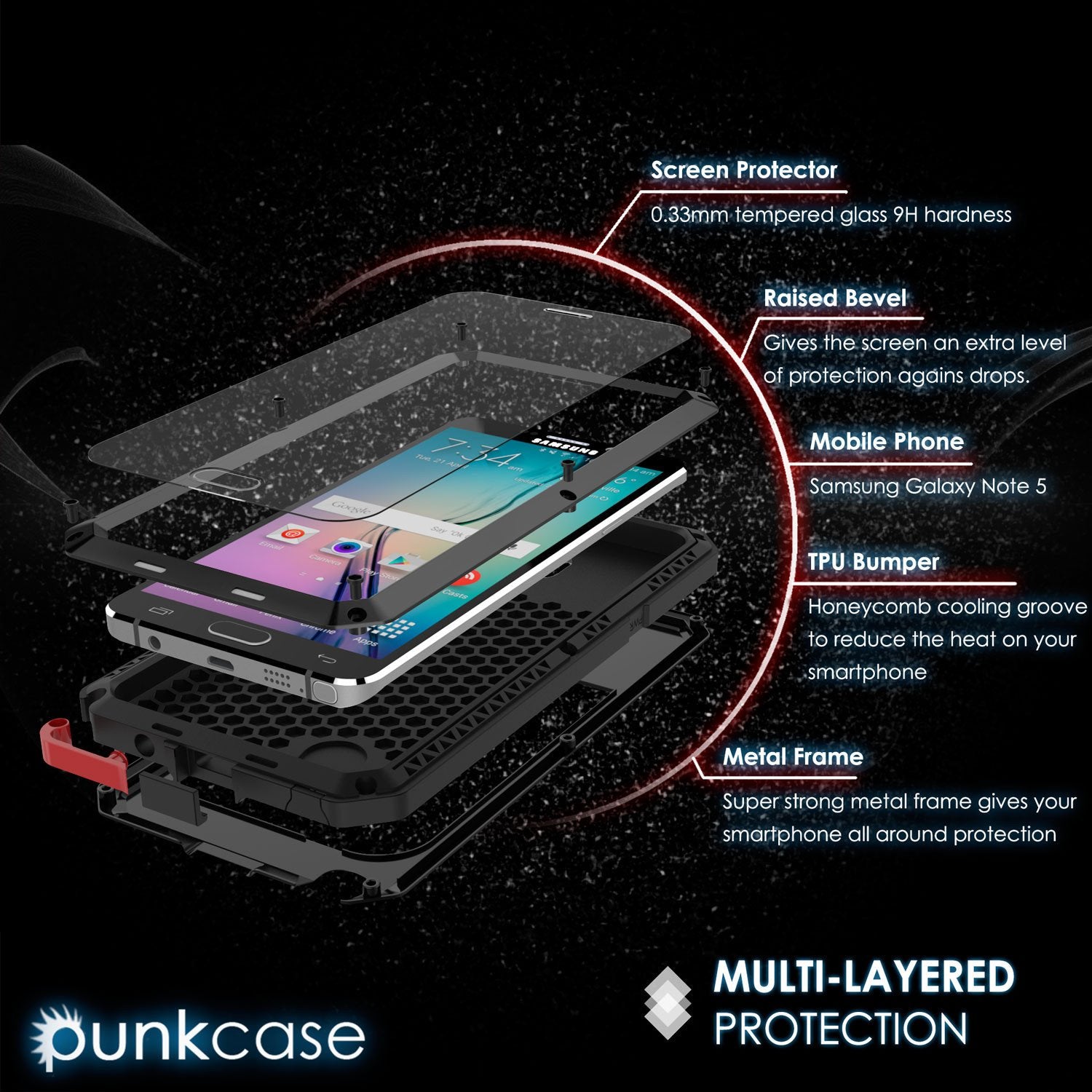 S7 Case, Punkcase® METALLIC Series BLACK for Samsung Galaxy S7 W/ TEMPERED GLASS | Aluminum Frame - PunkCase NZ