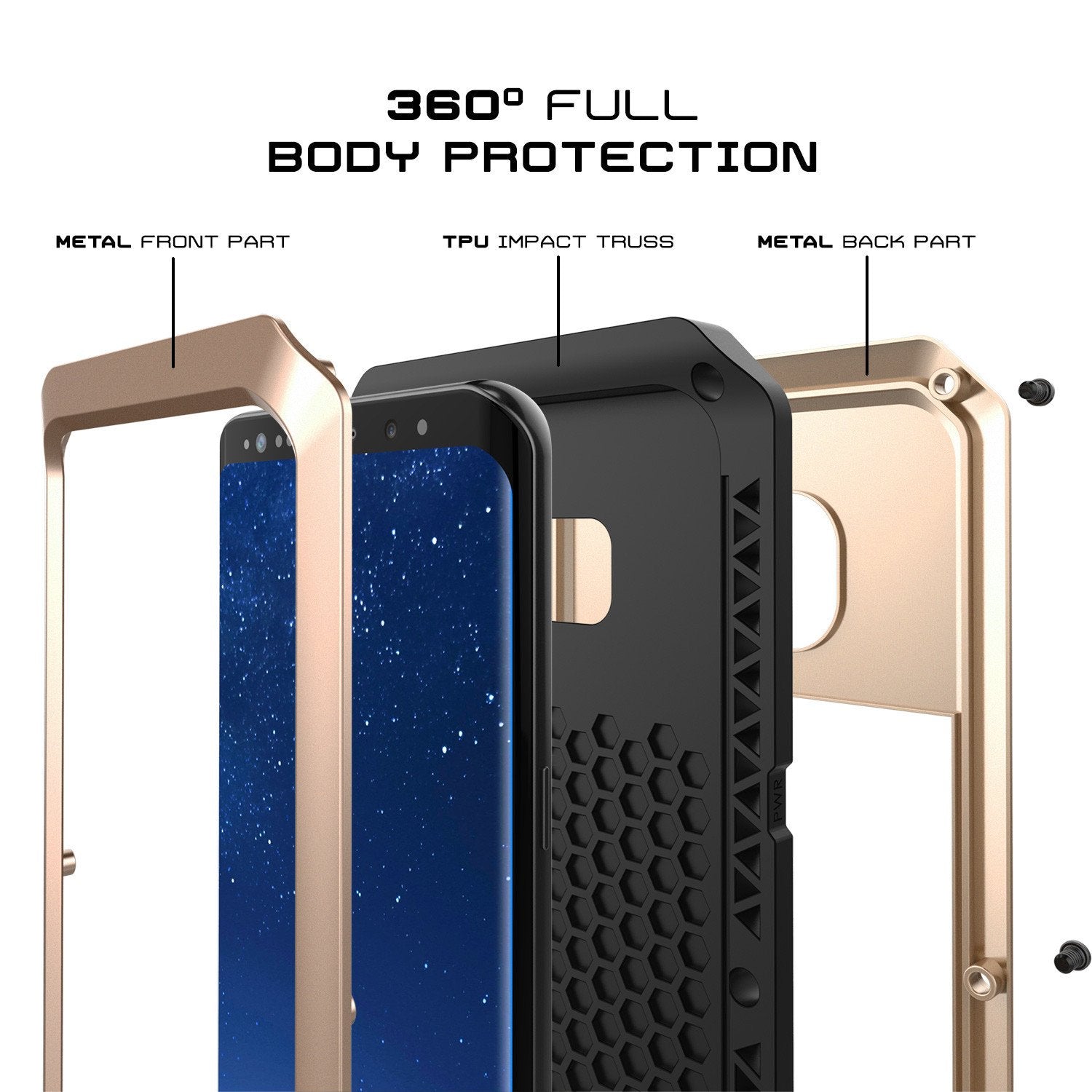 Galaxy S8  Case, PUNKcase Metallic Gold Shockproof  Slim Metal Armor Case - PunkCase NZ