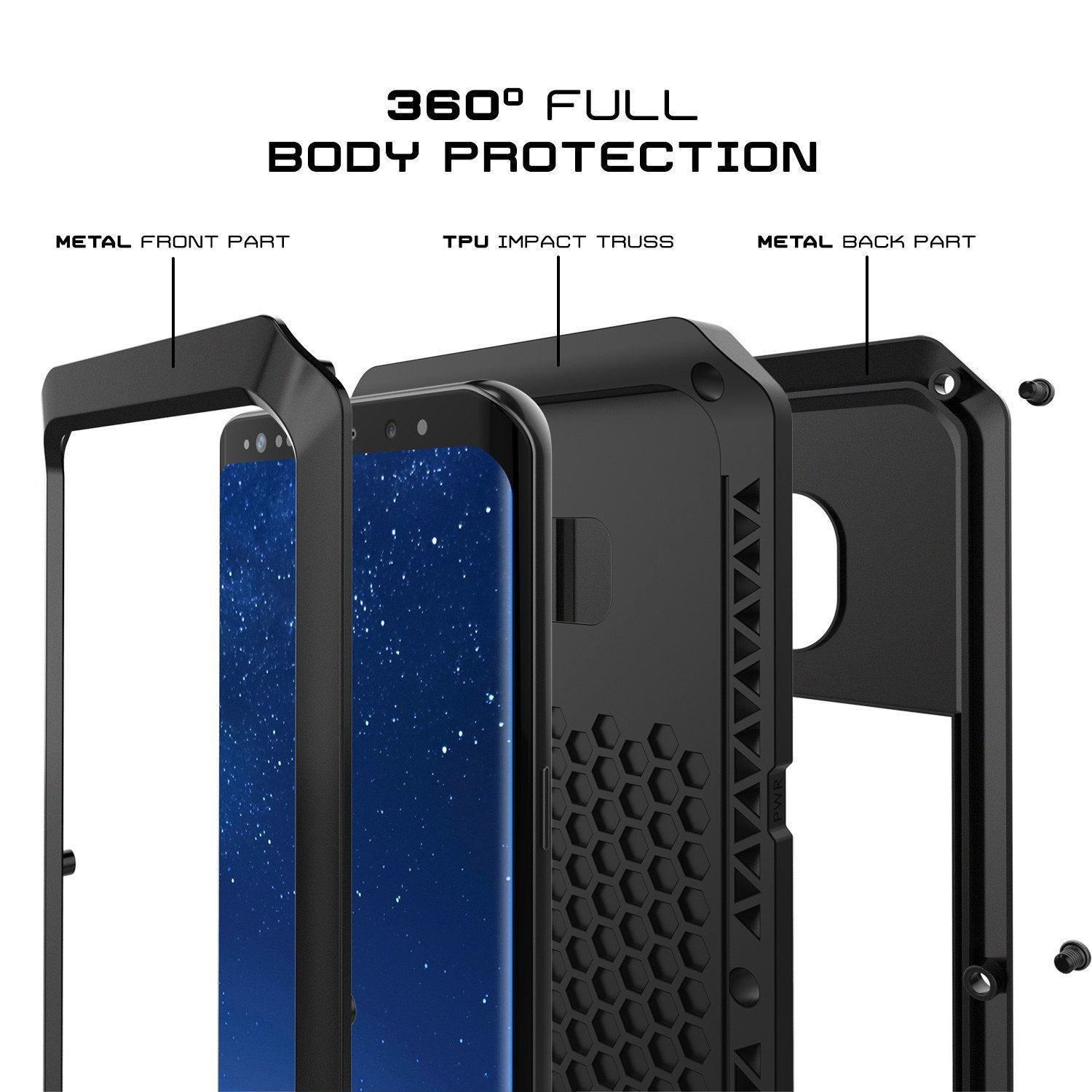Galaxy Note 8 Case, PUNKcase Metallic Black Shockproof  Slim Metal Armor Case - PunkCase NZ
