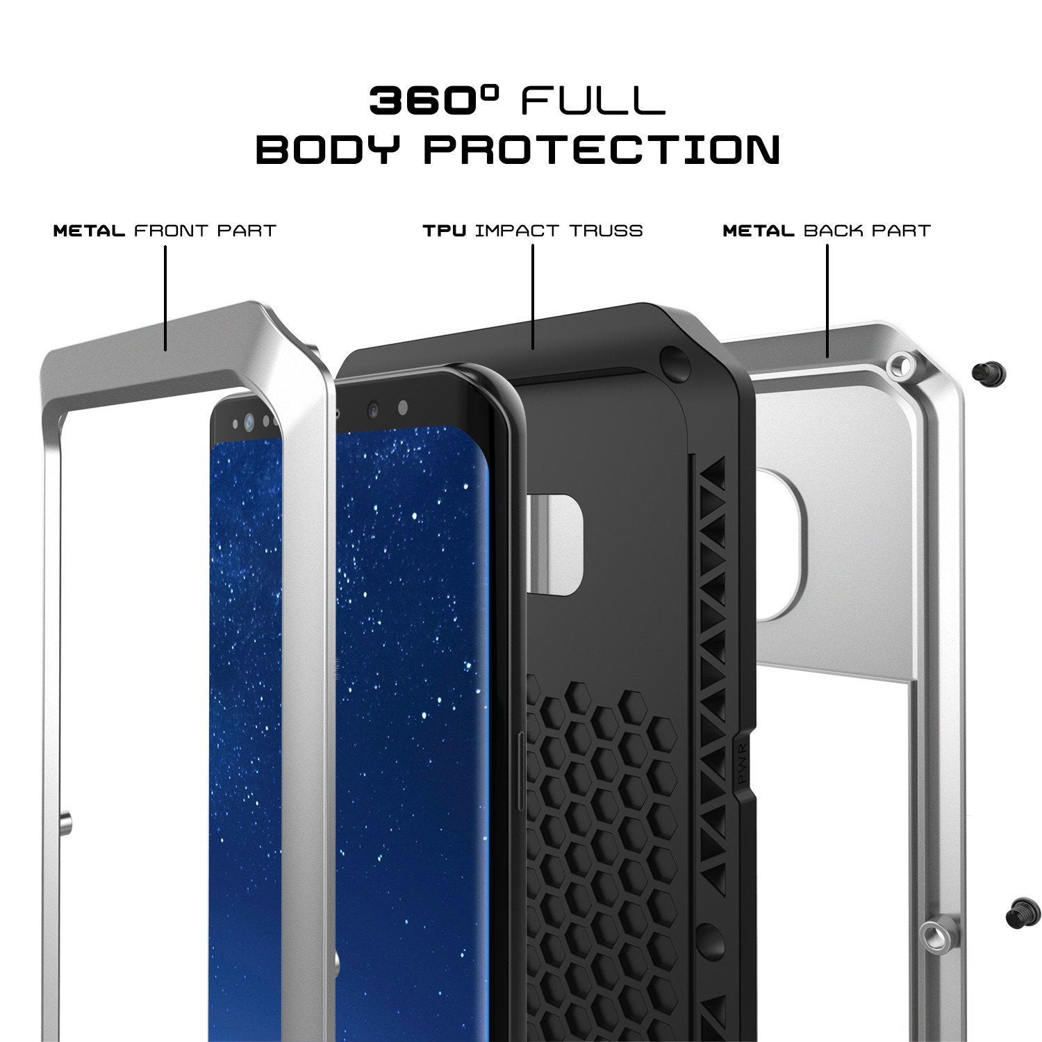 Galaxy Note 8  Case, PUNKcase Metallic Silver Shockproof  Slim Metal Armor Case - PunkCase NZ