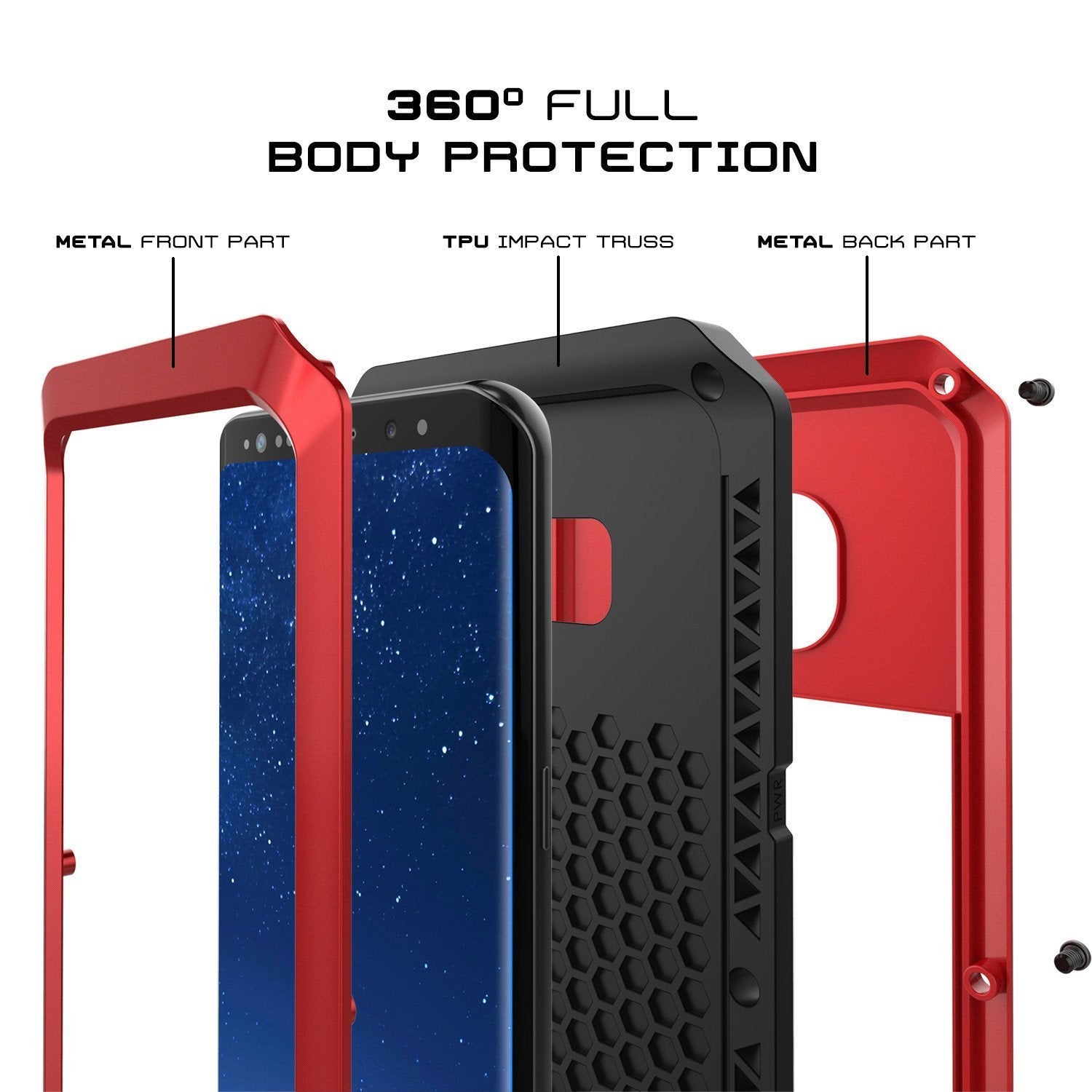 Galaxy Note 8  Case, PUNKcase Metallic Red Shockproof  Slim Metal Armor Case - PunkCase NZ