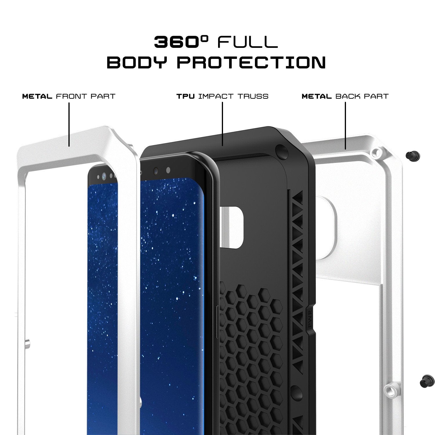 Galaxy S8+ Plus  Case, PUNKcase Metallic White Shockproof  Slim Metal Armor Case [White] - PunkCase NZ