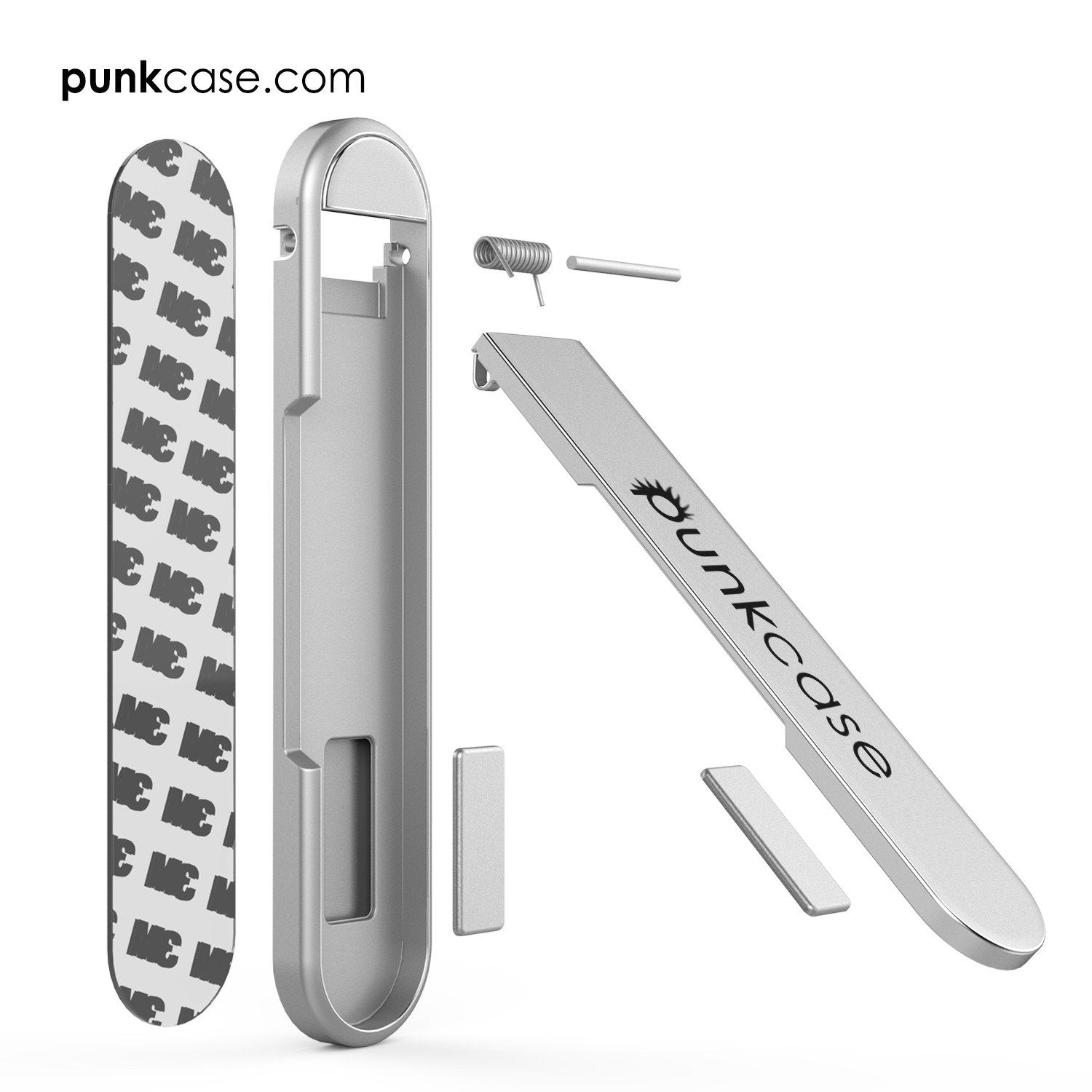 PUNKCASE FlickStick Universal Cell Phone Kickstand for all Mobile Phones & Cases with Flat Backs, One Finger Operation (Silver) - PunkCase NZ