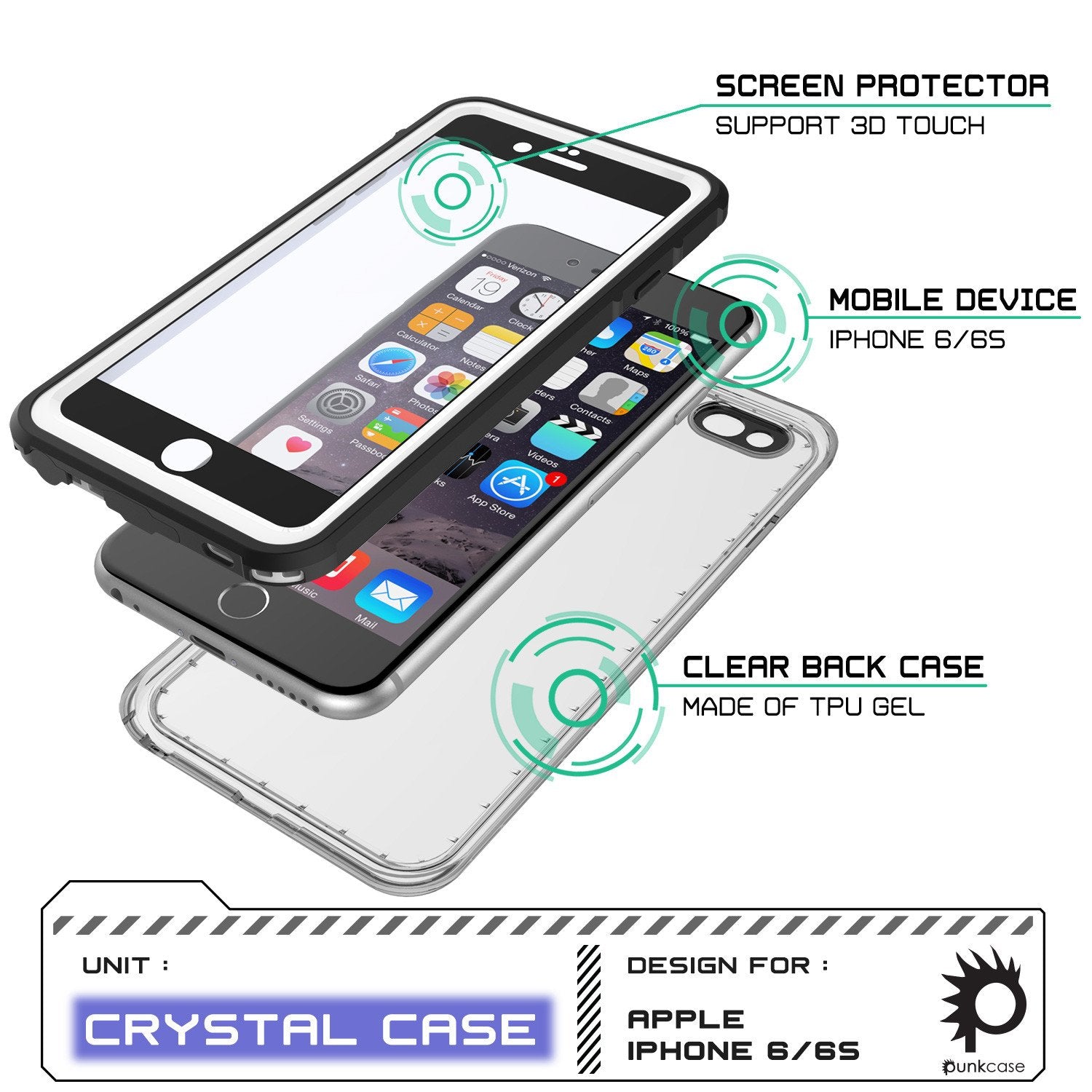 iPhone 6/6S Waterproof Case, PUNKcase CRYSTAL White W/ Attached Screen Protector  | Warranty - PunkCase NZ