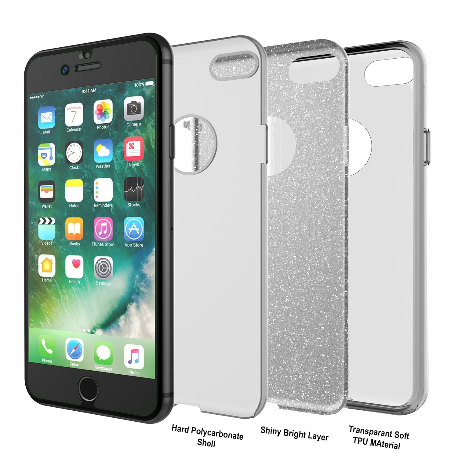 iPhone SE (4.7") Case, Punkcase Galactic 2.0 Series Ultra Slim Protective Armor TPU Cover [Silver]