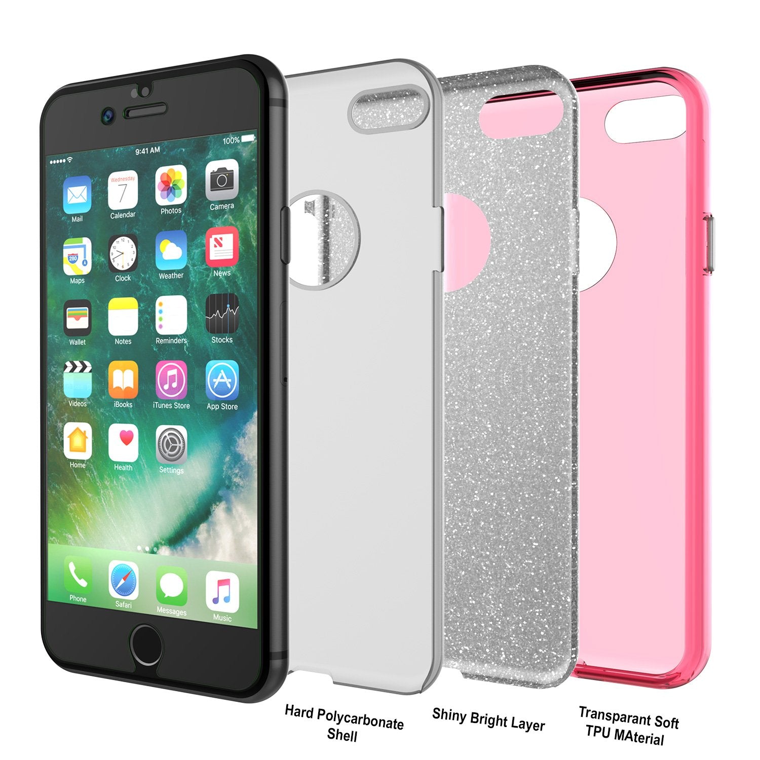 iPhone 8 Case, Punkcase Galactic 2.0 Series Ultra Slim Protective Armor TPU Cover [Pink] - PunkCase NZ