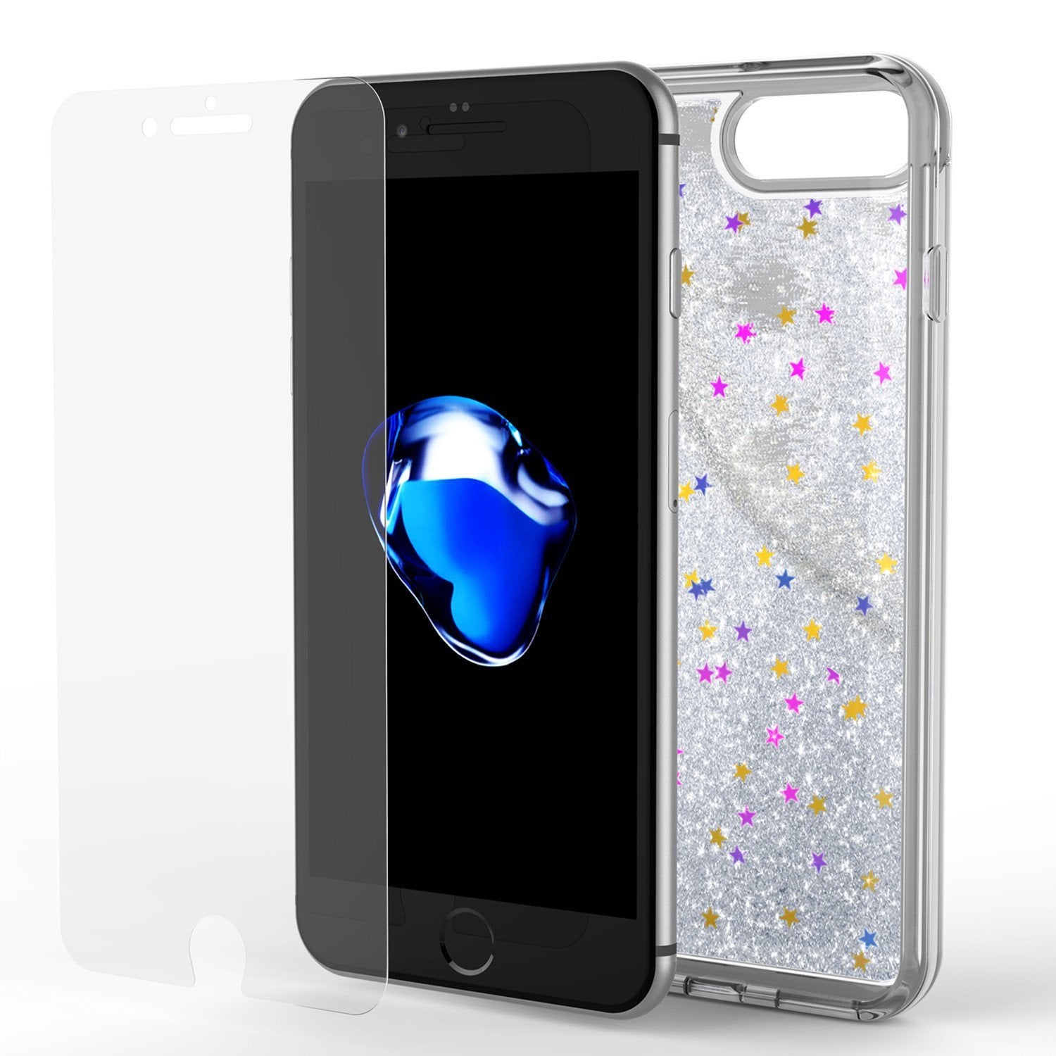 iPhone 8+ Plus Case, PunkCase LIQUID Silver Series, Protective Dual Layer Floating Glitter Cover - PunkCase NZ