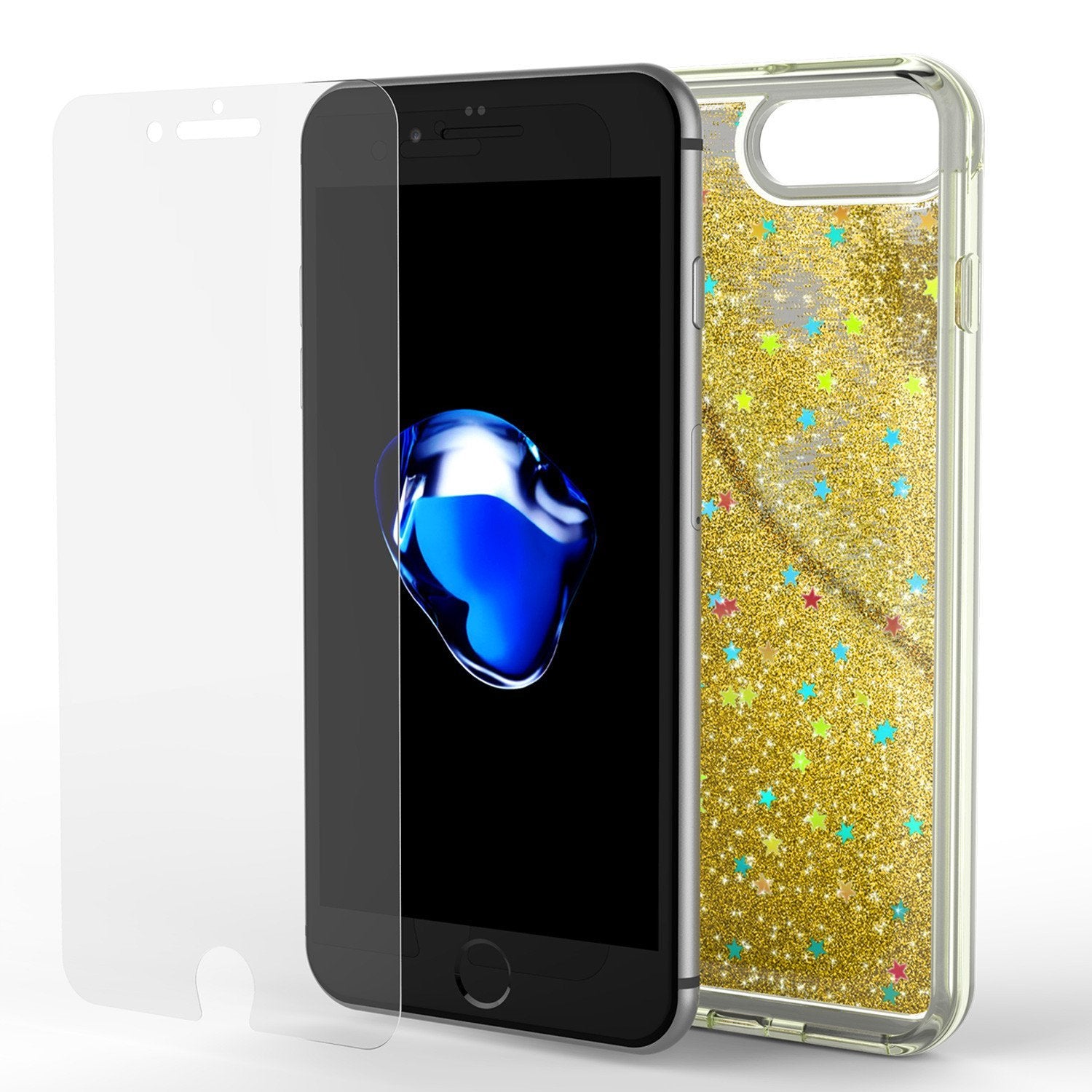 iPhone 8+ Plus Case, PunkСase LIQUID Gold Series, Protective Dual Layer Floating Glitter Cover - PunkCase NZ