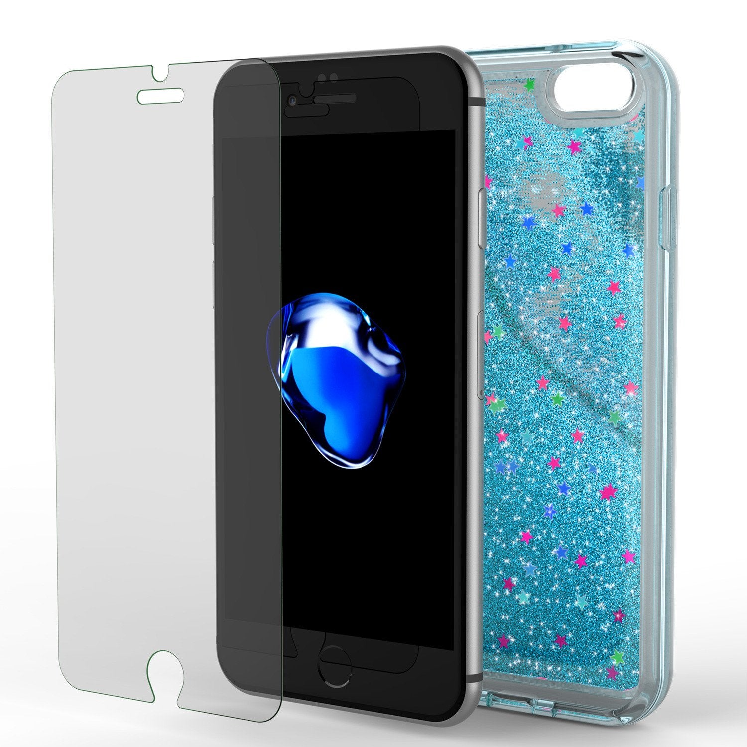 iPhone 7 Case, PunkCase LIQUID Teal Series, Protective Dual Layer Floating Glitter Cover - PunkCase NZ