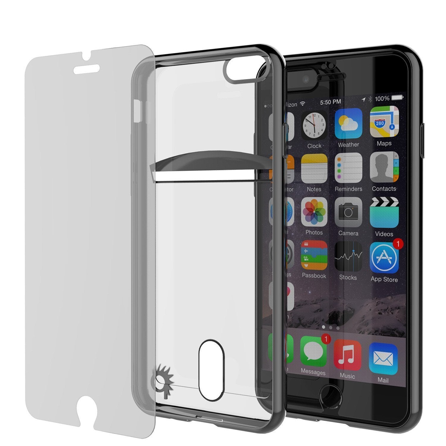 iPhone SE (4.7") Case, PUNKCASE® LUCID Black Series | Card Slot | SHIELD Screen Protector | Ultra fit