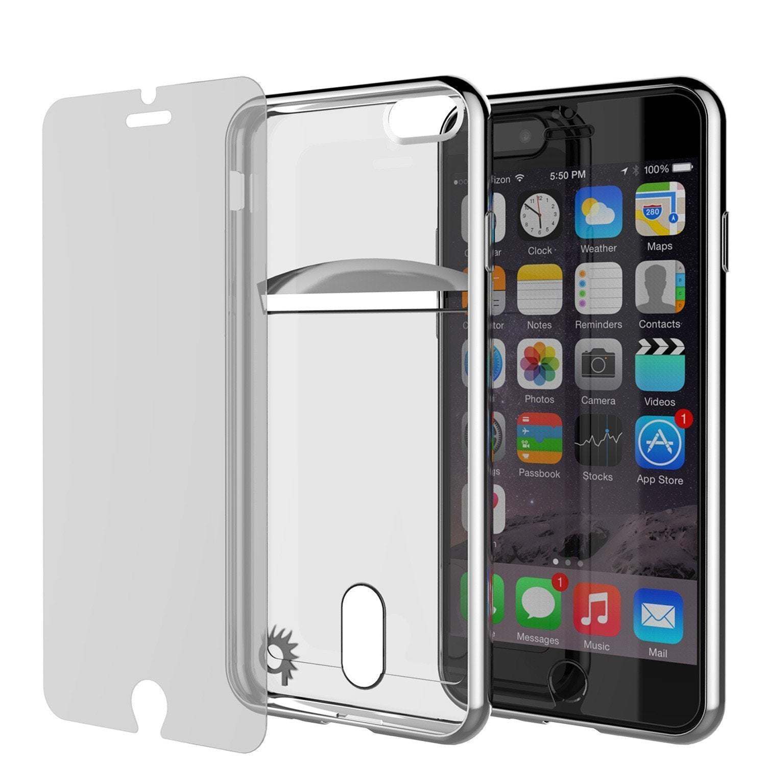 iPhone SE (4.7") Case, PUNKCASE® LUCID Silver Series | Card Slot | SHIELD Screen Protector | Ultra fit