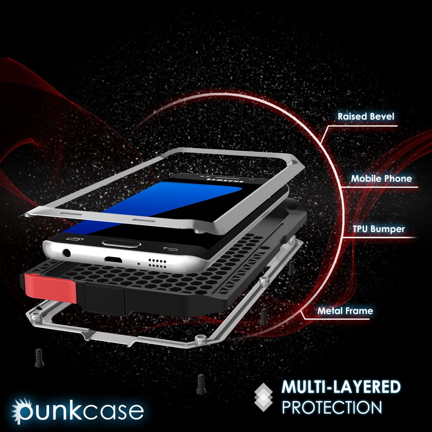 Galaxy S7 EDGE  Case, PUNKcase Metallic Silver Shockproof  Slim Metal Armor Case - PunkCase NZ