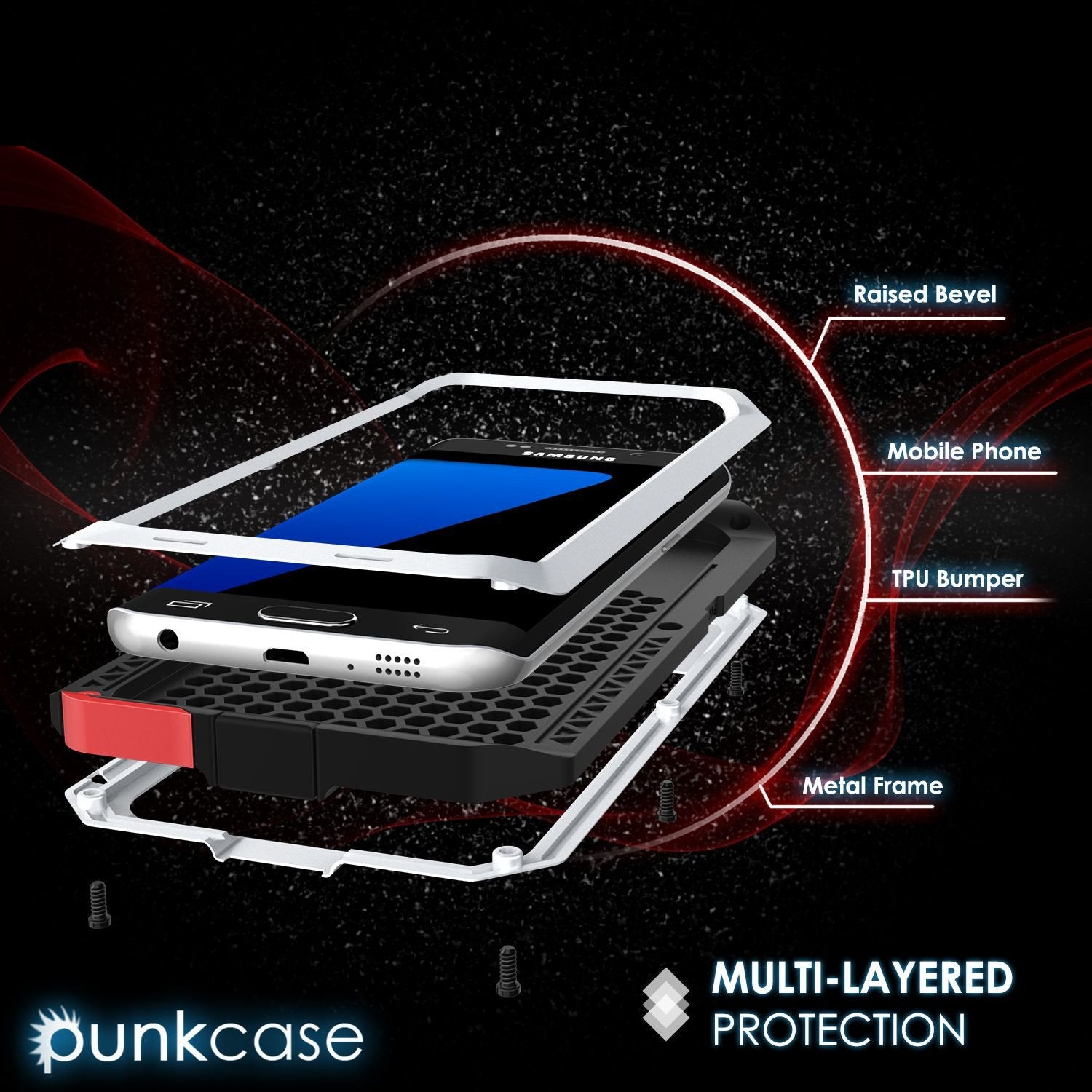 Galaxy S7 EDGE  Case, PUNKcase Metallic White Shockproof  Slim Metal Armor Case - PunkCase NZ