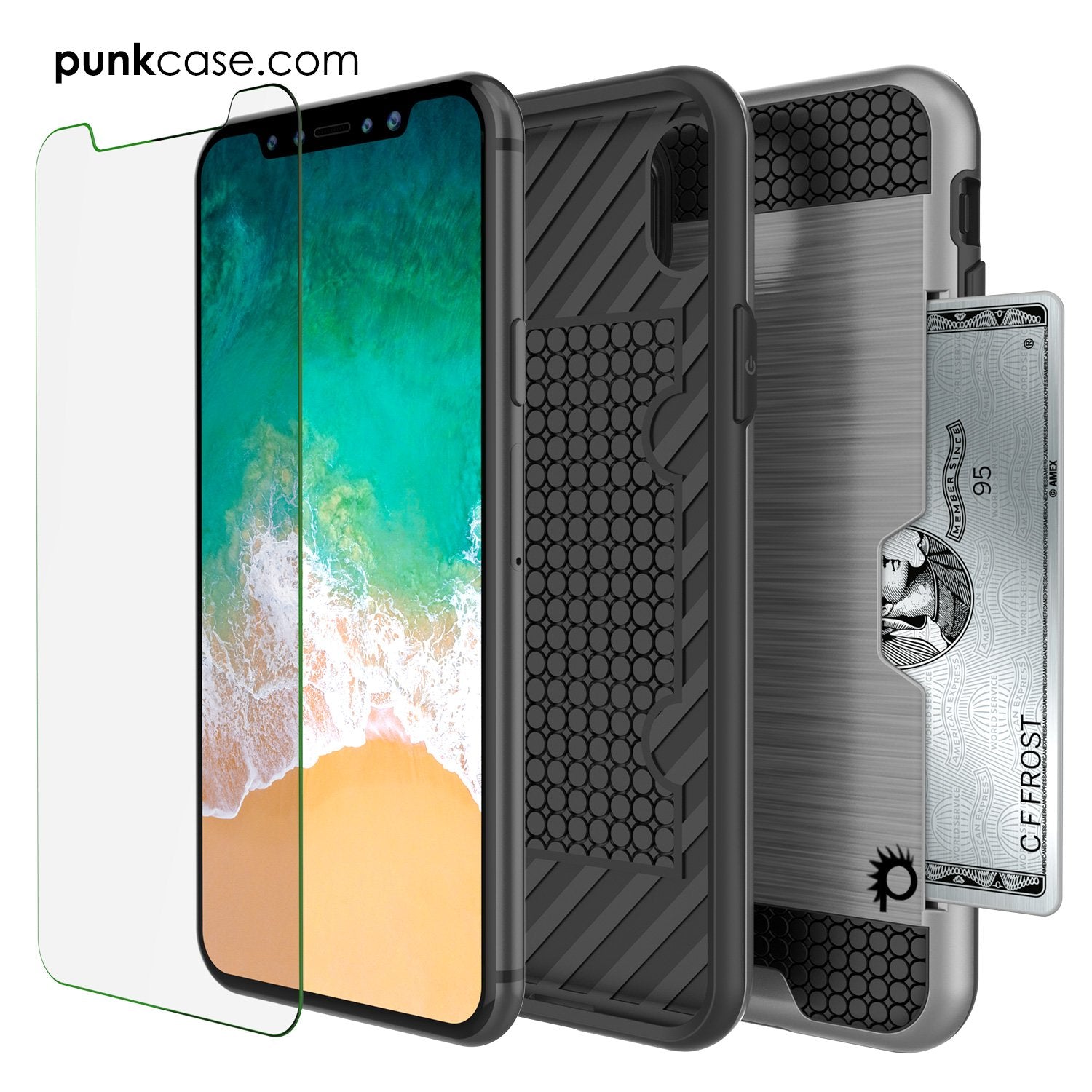 iPhone X Case, PUNKcase [SLOT Series] Slim Fit Dual-Layer Armor Cover & Tempered Glass PUNKSHIELD Screen Protector for Apple iPhone X [Black] - PunkCase NZ