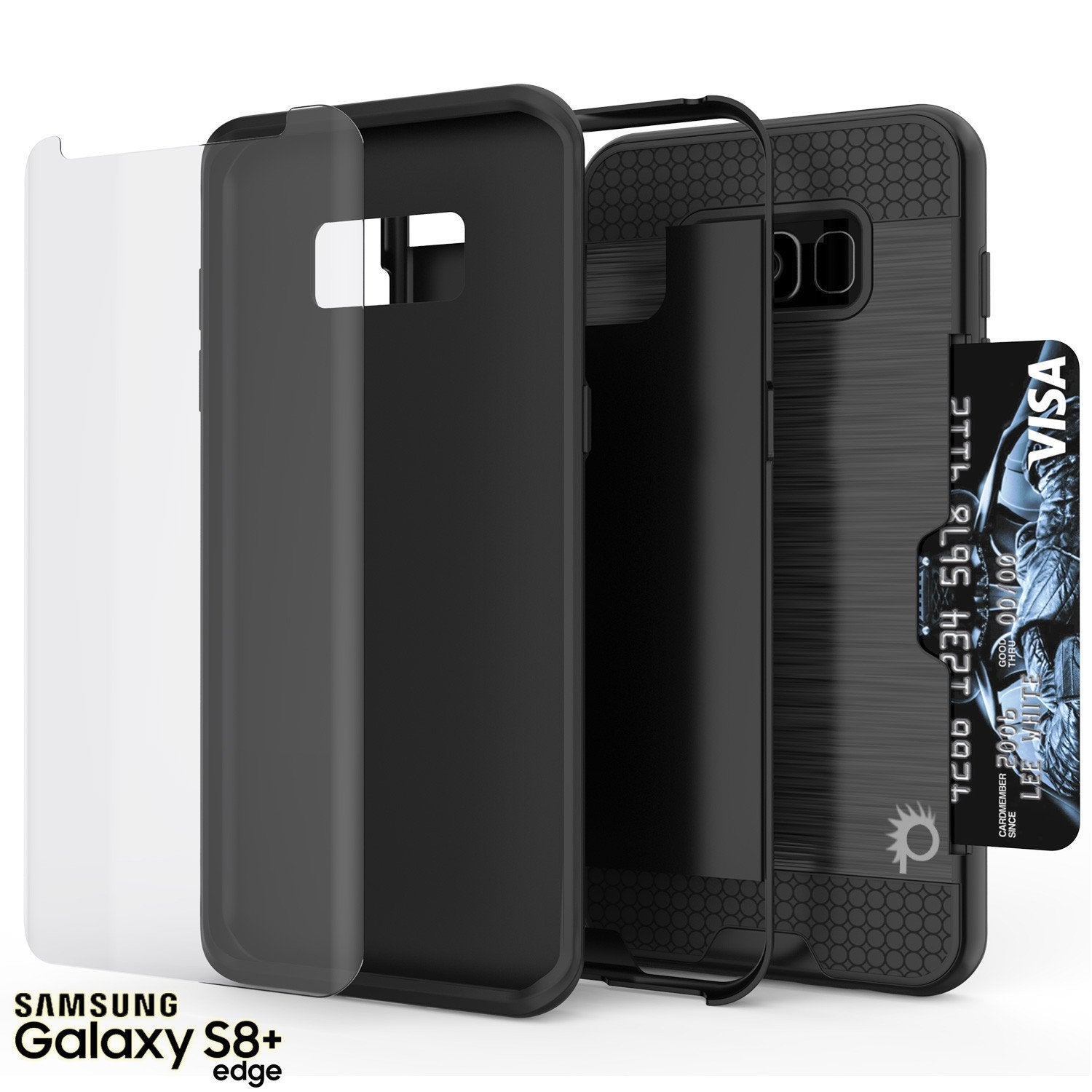 Galaxy S8 Plus Case, PUNKcase [SLOT Series] [Slim Fit] Dual-Layer Armor Cover w/Integrated Anti-Shock System, Credit Card Slot & PunkShield Screen Protector for Samsung Galaxy S8+ [Black] - PunkCase NZ