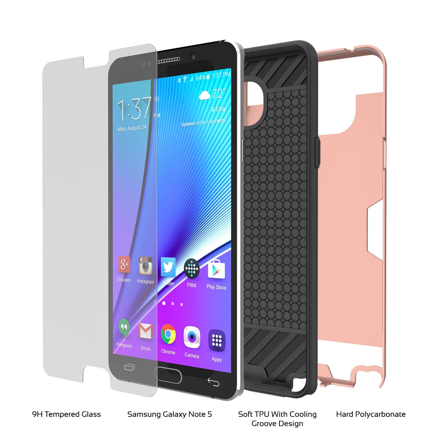 Galaxy Note 5 Case PunkCase SLOT Rose Series Slim Armor Soft Cover Case w/ Tempered Glass - PunkCase NZ