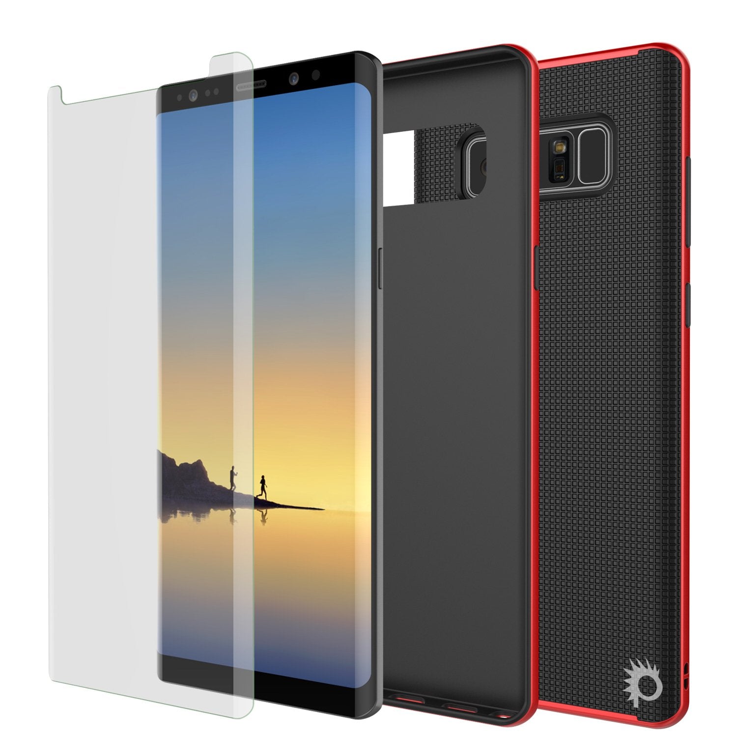 Galaxy Note 8 Case, PunkCase [Stealth Series] Hybrid 3-Piece Shockproof Dual Layer Cover [Non-Slip] [Soft TPU + PC Bumper] with PUNKSHIELD Screen Protector for Samsung Note 8 [Red] - PunkCase NZ