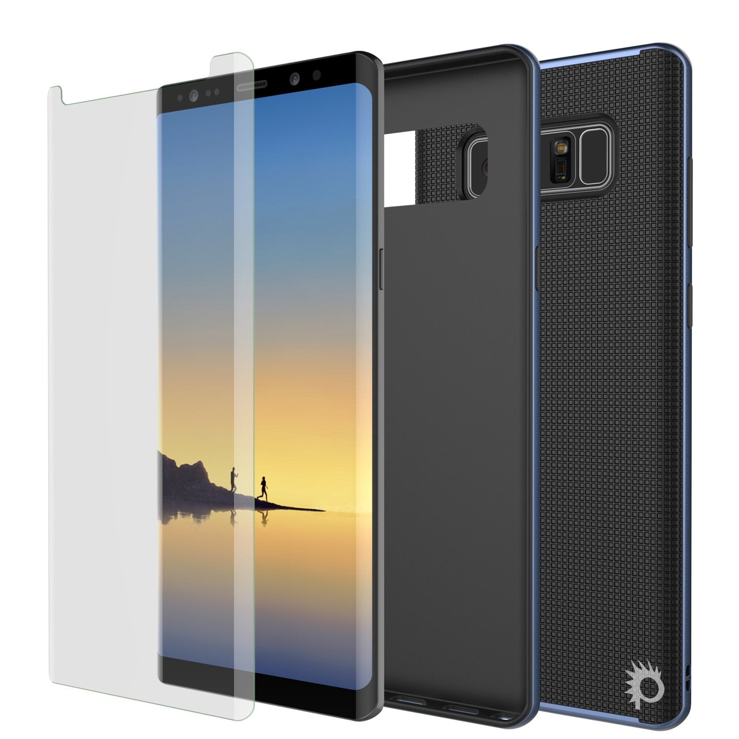 Galaxy Note 8 Case, PunkCase [Stealth Series] Hybrid 3-Piece Shockproof Dual Layer Cover [Non-Slip] [Soft TPU + PC Bumper] with PUNKSHIELD Screen Protector for Samsung Note 8 [Navy Blue] - PunkCase NZ