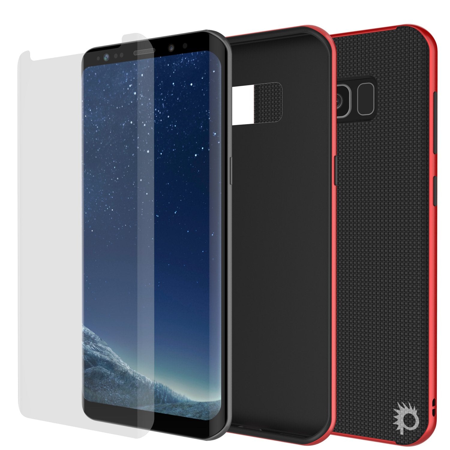 Galaxy S8 Case, PunkCase [Stealth Series] Hybrid 3-Piece Shockproof Dual Layer Cover [Non-Slip] [Soft TPU + PC Bumper] with PUNKSHIELD Screen Protector for Samsung S8 Edge [Red] - PunkCase NZ