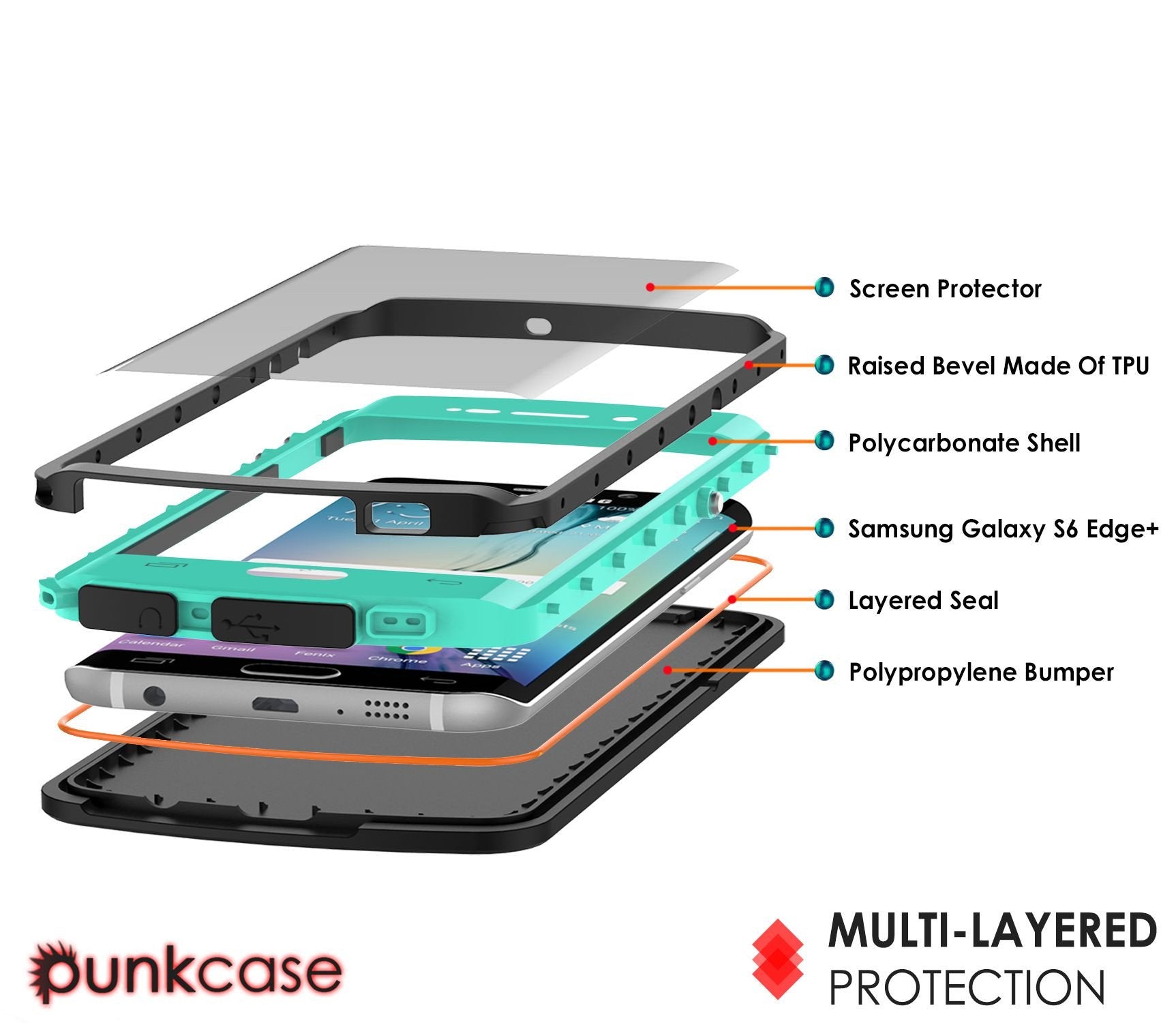 Galaxy s6 EDGE Plus Waterproof Case, Punkcase StudStar Teal Water/Shock Proof | Lifetime Warranty - PunkCase NZ