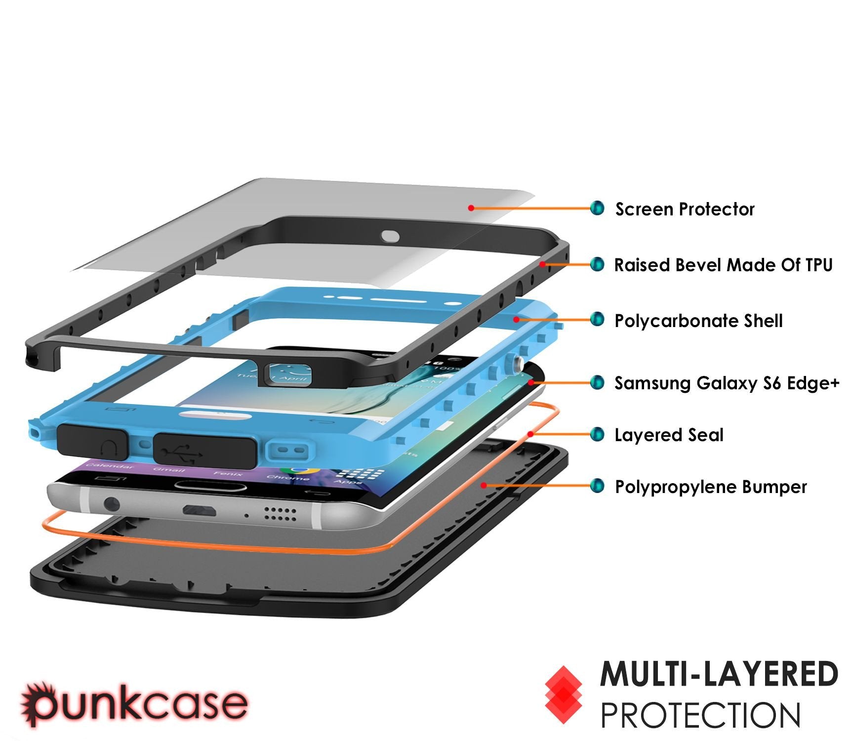 Galaxy s6 EDGE Plus Waterproof Case, Punkcase StudStar Light Blue Series | Lifetime Warranty - PunkCase NZ