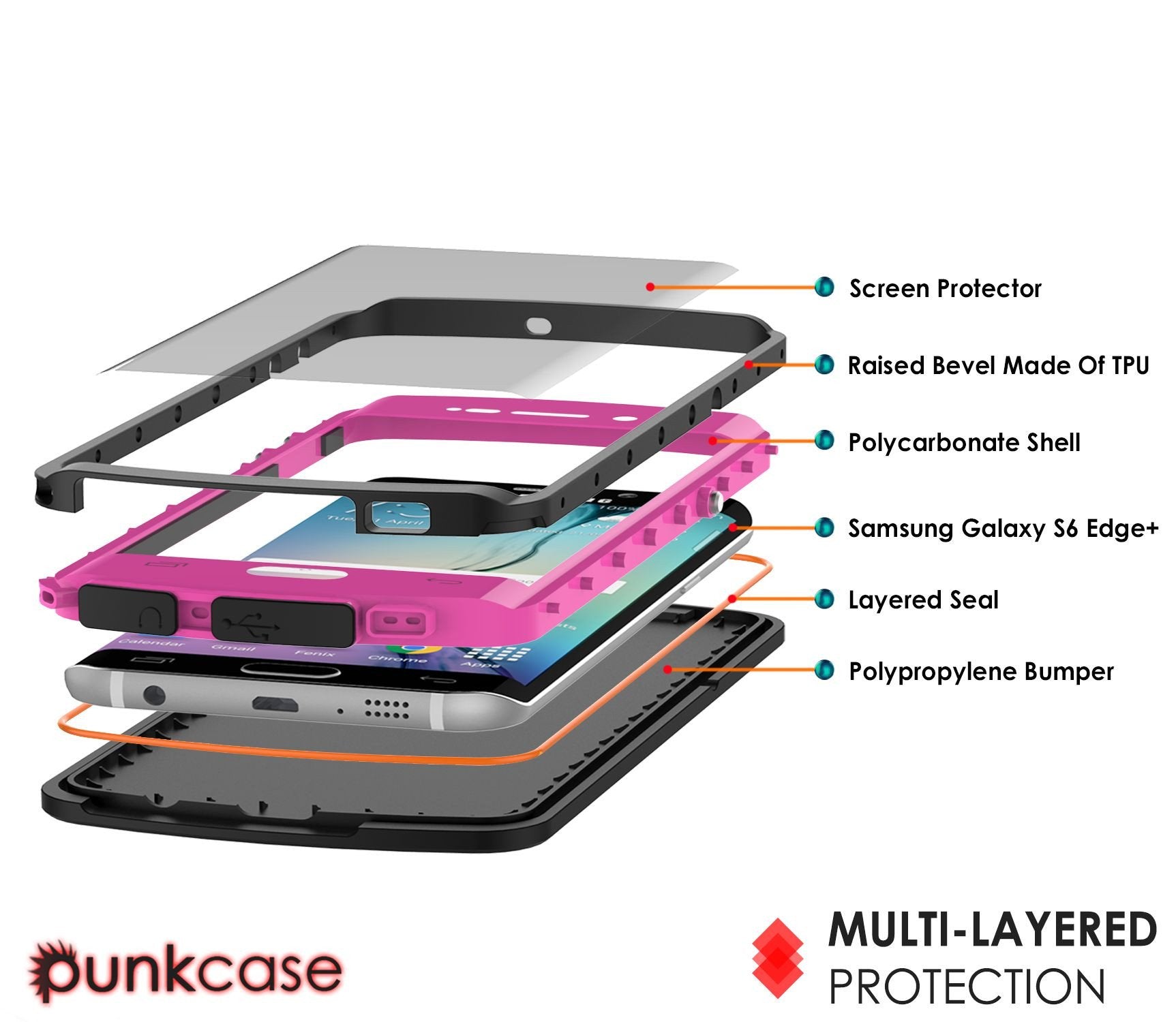 Galaxy s6 EDGE Plus Waterproof Case, Punkcase StudStar Pink Shock/DirtProof | Lifetime Warranty - PunkCase NZ