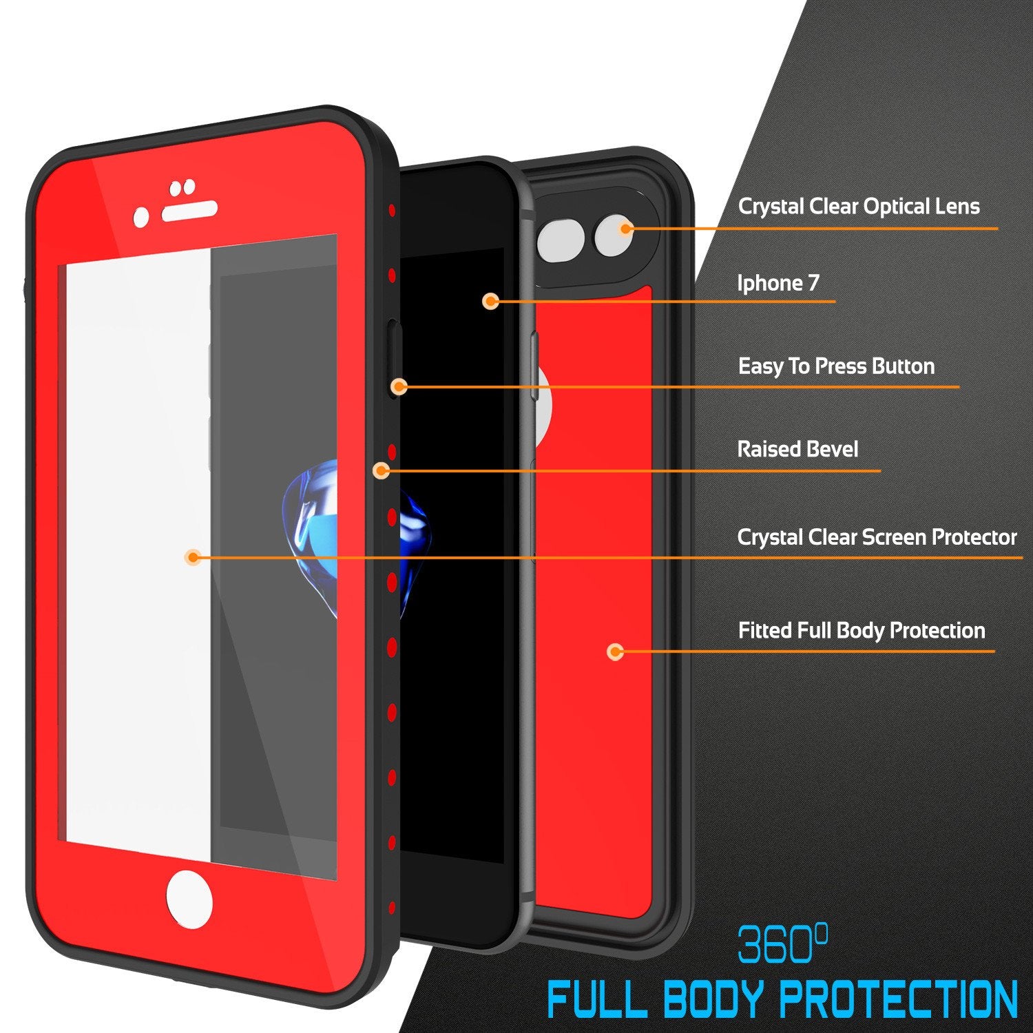 iPhone 7 Waterproof IP68 Case, Punkcase [Red] [StudStar Series] [Slim Fit] [Dirtproof] [Snowproof] - PunkCase NZ
