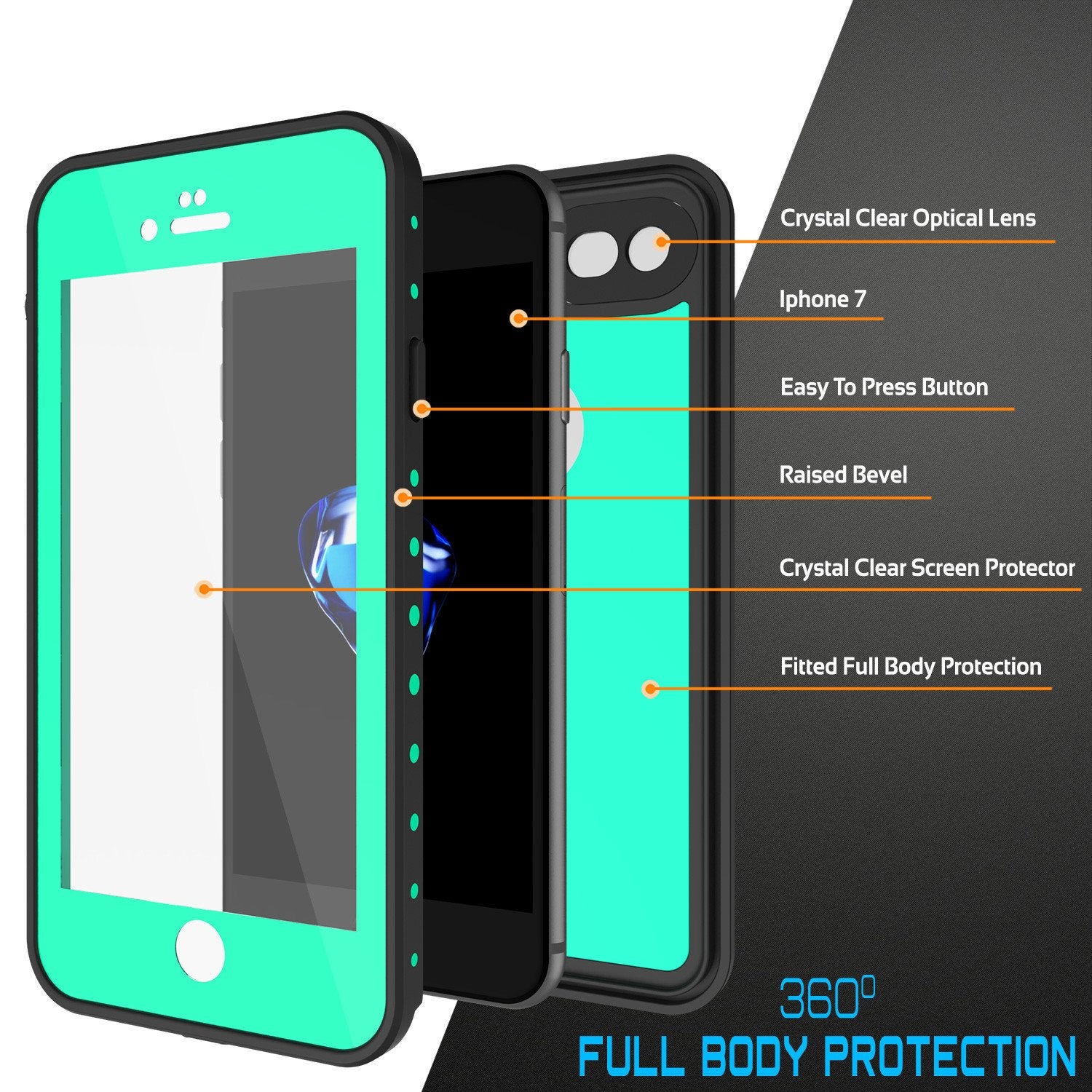 iPhone 7 Waterproof IP68 Case, Punkcase [Teal] [StudStar Series] [Slim Fit] [Dirtproof] [Snowproof] - PunkCase NZ