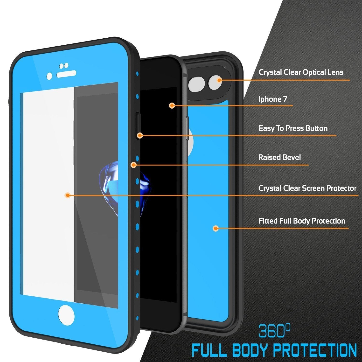 iPhone 8 Waterproof Case, Punkcase [Light Blue] [StudStar Series]  [Slim Fit] [IP68 Certified] [Dirt/Snow Proof] - PunkCase NZ