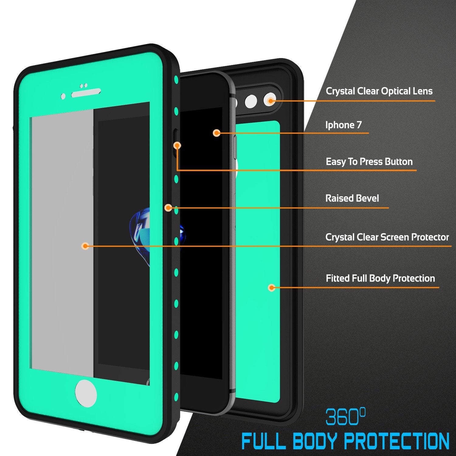 iPhone 8+ Plus Waterproof IP68 Case, Punkcase [Teal] [StudStar Series] [Slim Fit] [Dirtproof] - PunkCase NZ