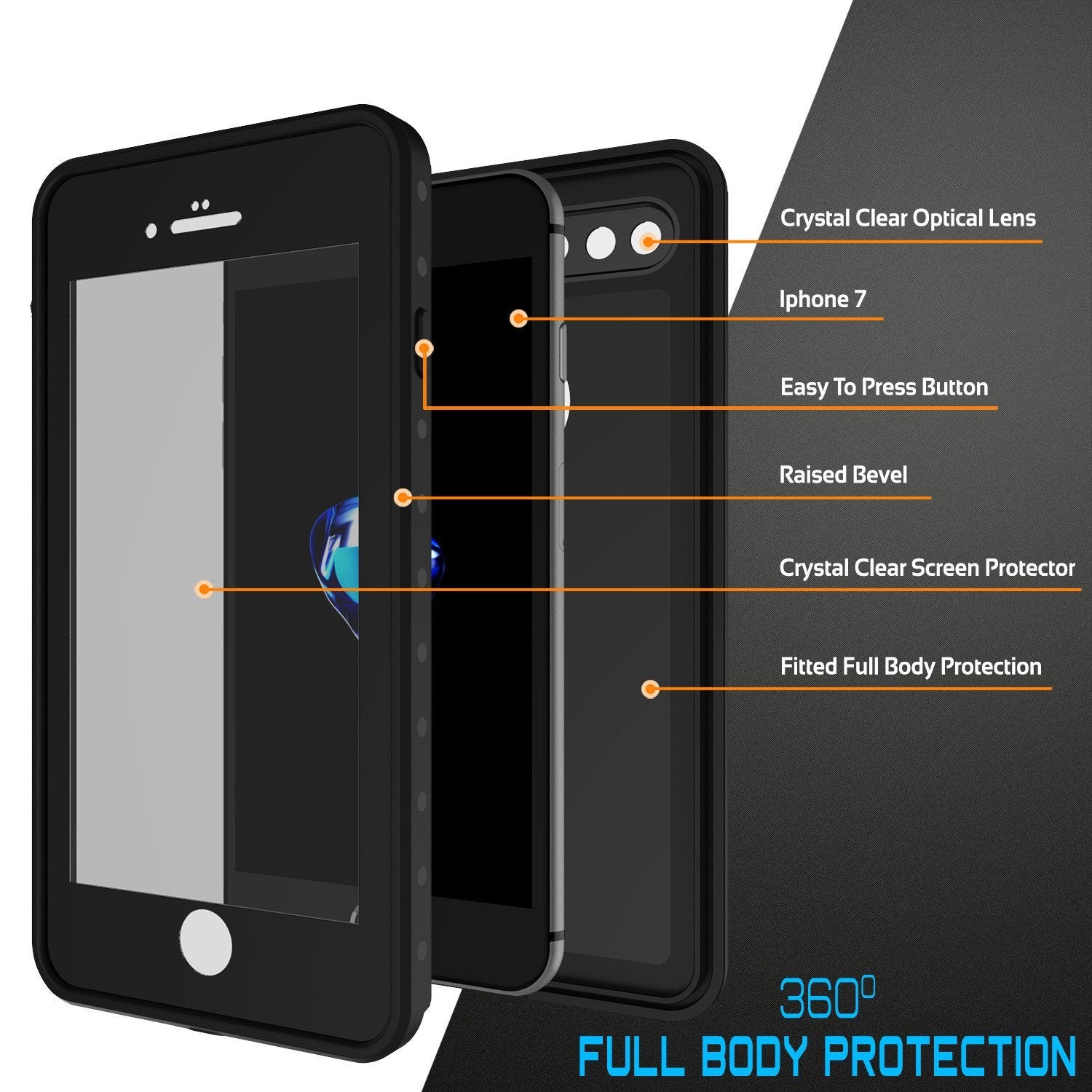 iPhone 8+ Plus Waterproof IP68 Case, Punkcase [Black] [StudStar Series] [Slim Fit] [Dirtproof] - PunkCase NZ