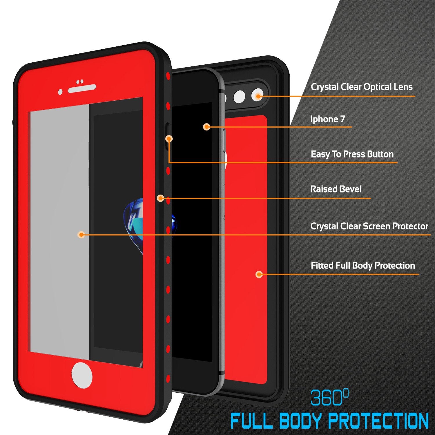 iPhone 7+ Plus Waterproof IP68 Case, Punkcase [Red] [StudStar Series] [Slim Fit] [Dirtproof] - PunkCase NZ