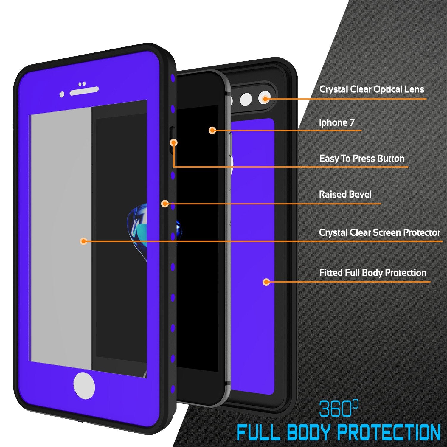 iPhone 7+ Plus Waterproof IP68 Case, Punkcase [Puple] [StudStar Series] [Slim Fit] [Dirtproof] - PunkCase NZ