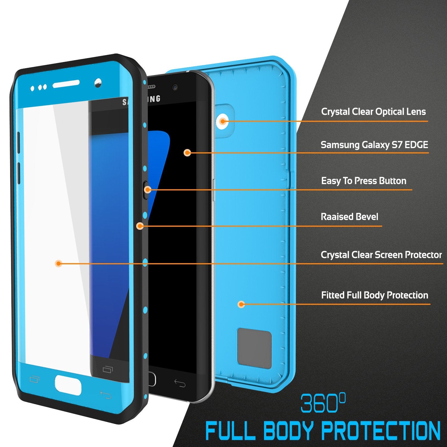 Galaxy S7 EDGE Waterproof Case PunkCase StudStar Light Blue Thin 6.6ft Underwater IP68 ShockProof - PunkCase NZ