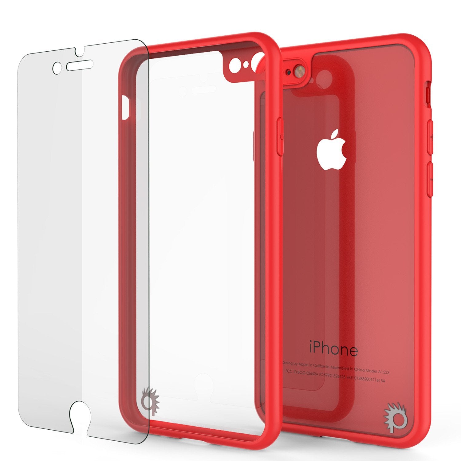 iPhone 7 Case [MASK Series] [RED] Full Body Hybrid Dual Layer TPU Cover W/ protective Tempered Glass Screen Protector - PunkCase NZ