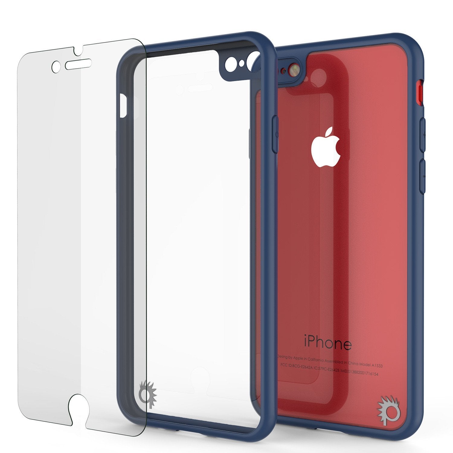 iPhone 8 Case [MASK Series] [NAVY] Full Body Hybrid Dual Layer TPU Cover W/ protective Tempered Glass Screen Protector - PunkCase NZ