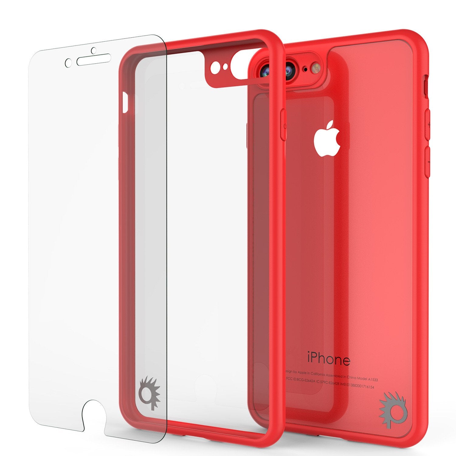 iPhone 7+ Plus Case [MASK Series] [RED] Full Body Hybrid Dual Layer TPU Cover W/ protective Tempered Glass Screen Protector - PunkCase NZ
